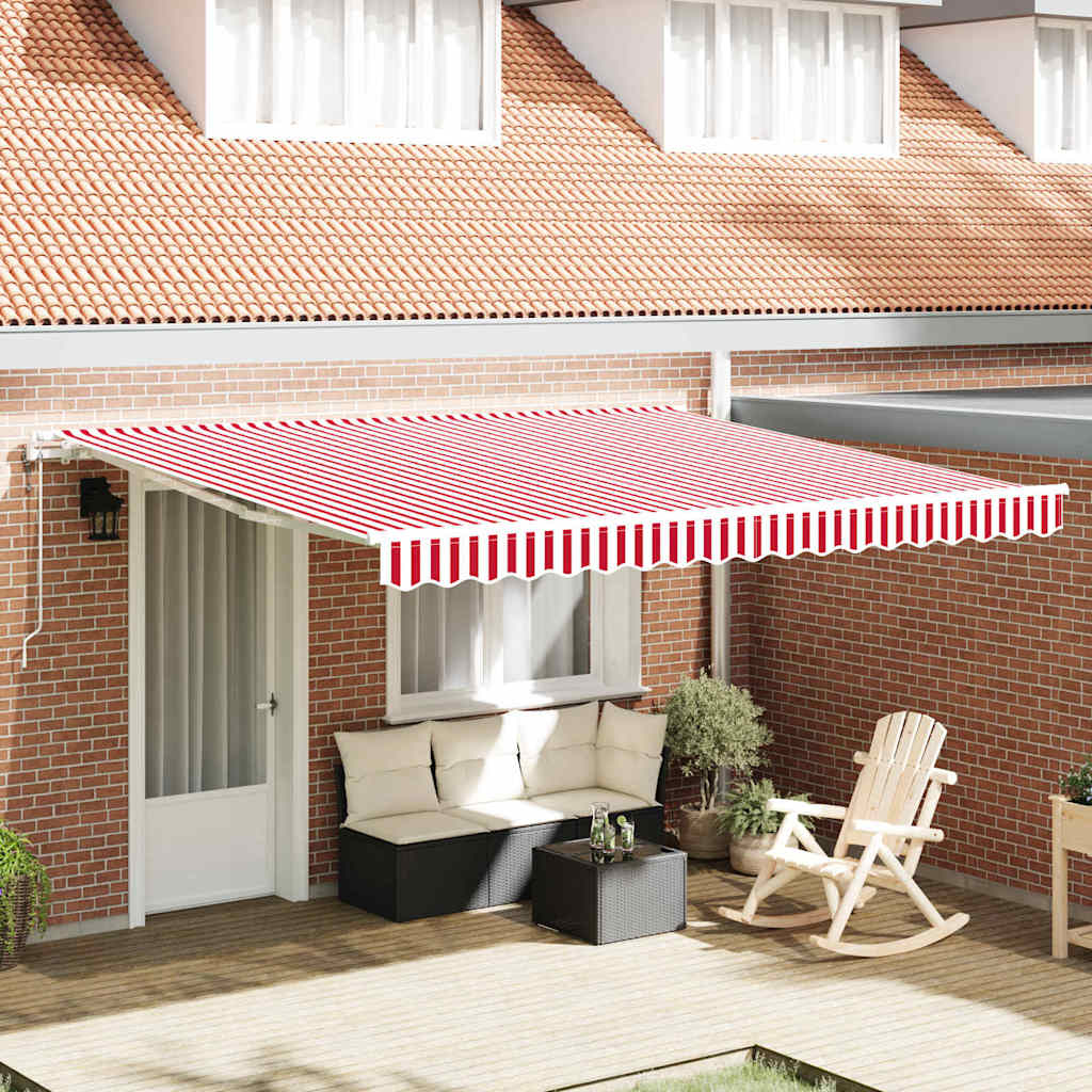 Retractable Awning Red and White Striped 400x300 cm