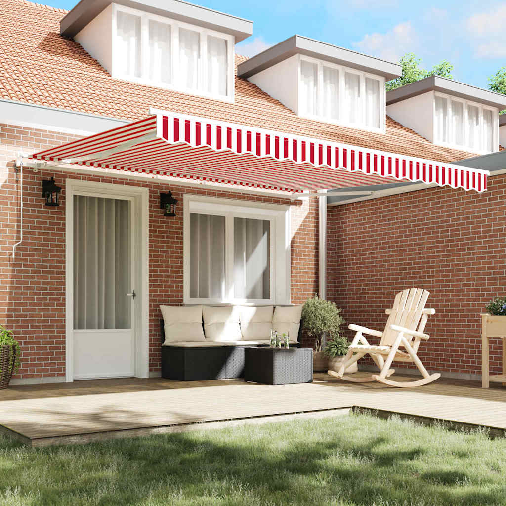 Retractable Awning Red and White Striped 400x300 cm