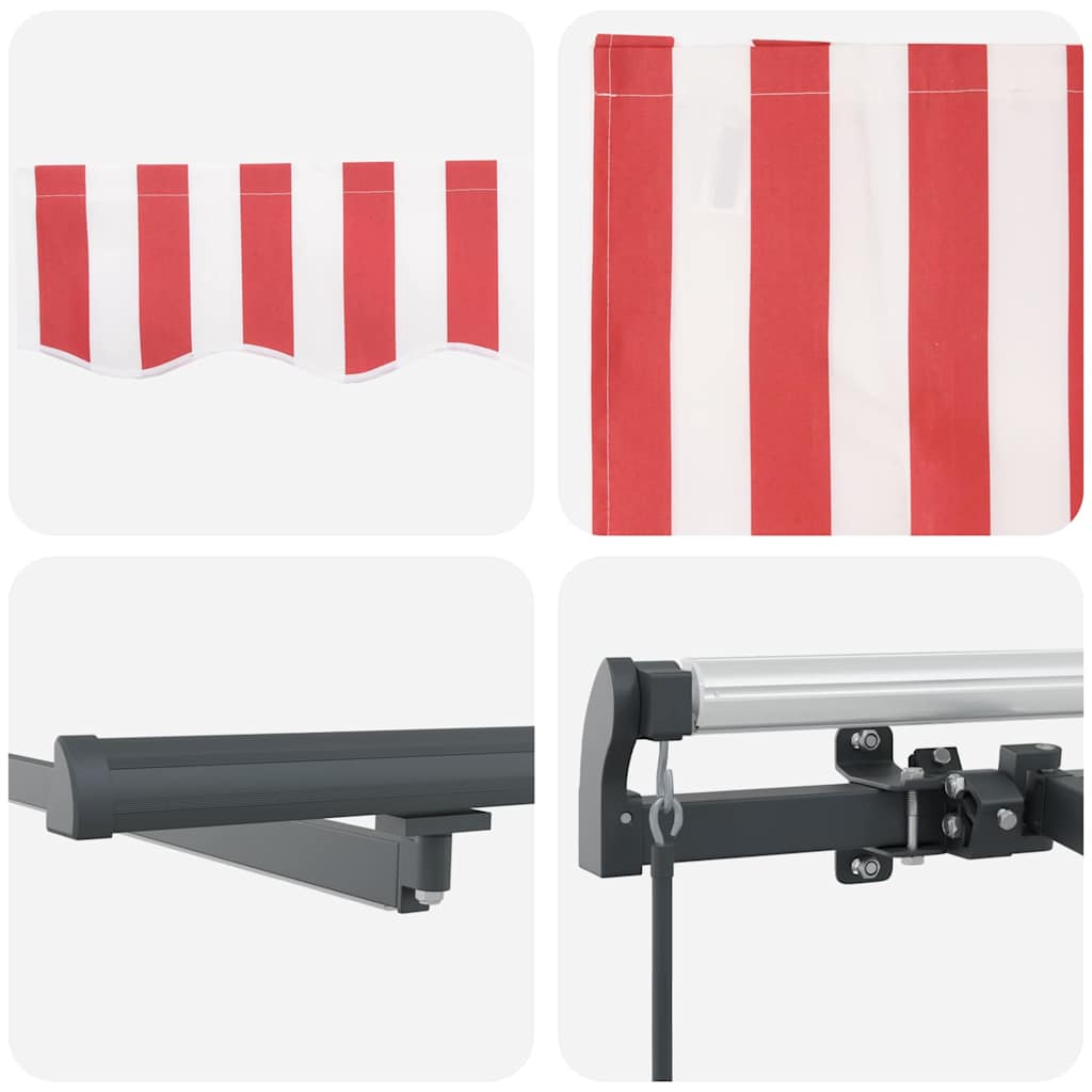 Manual Retractable Awning with Red and White LED Stripes 400x300 cm