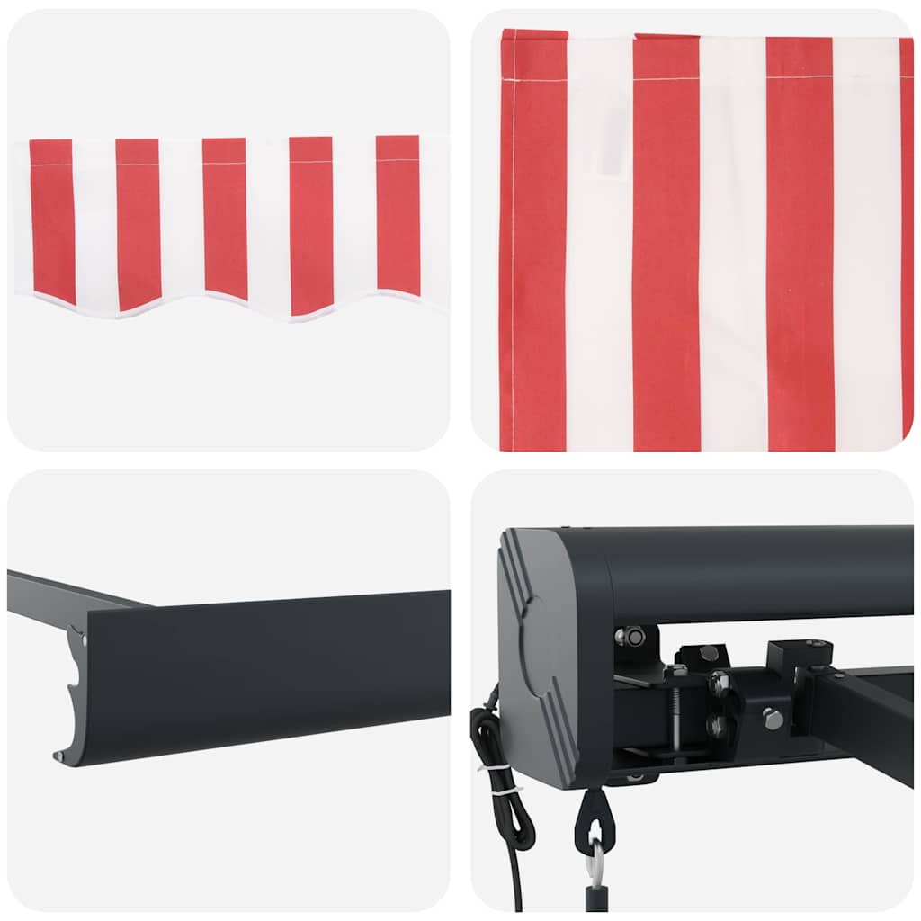 Automatic retractable awning with red and white stripes 400x300 cm