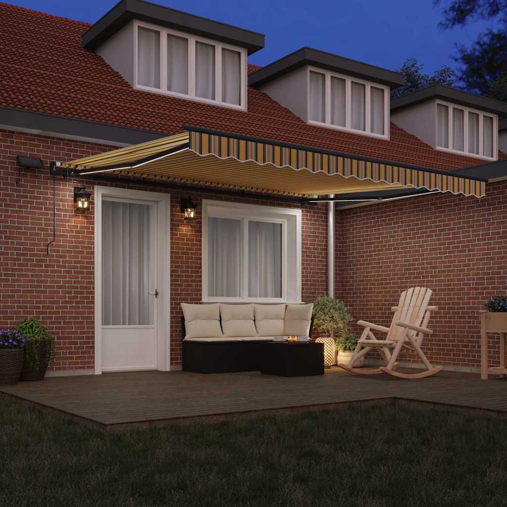 Manual retractable awning with LED multi-color strip 400x300 cm