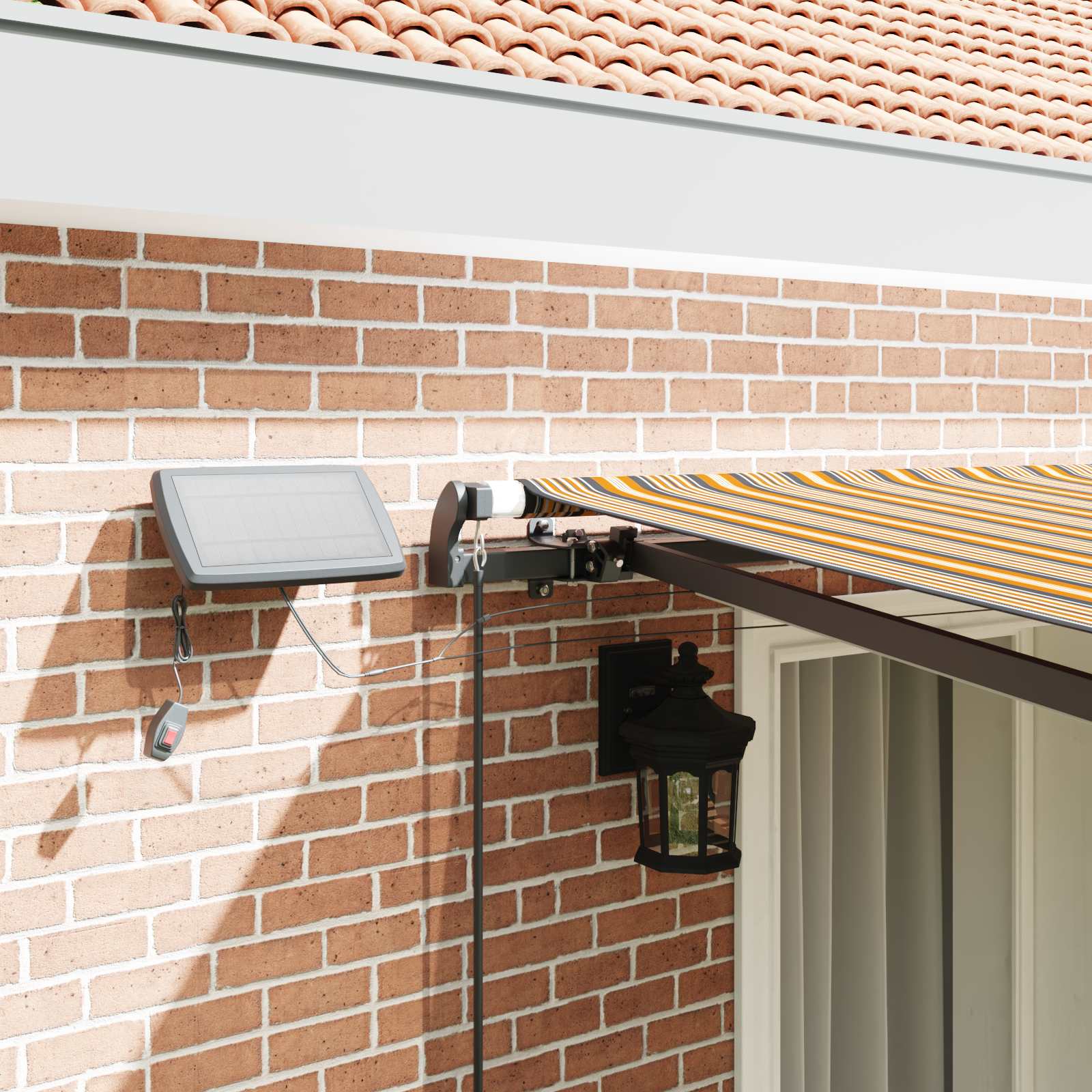 Manual retractable awning with LED multi-color strip 400x300 cm