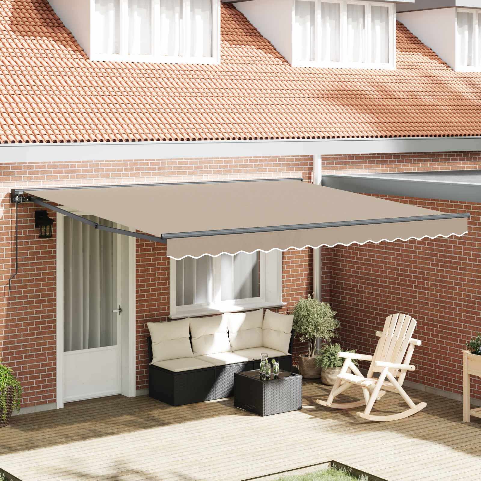 Awning frame Sand 400 x 300 cm Polyester with PU coating