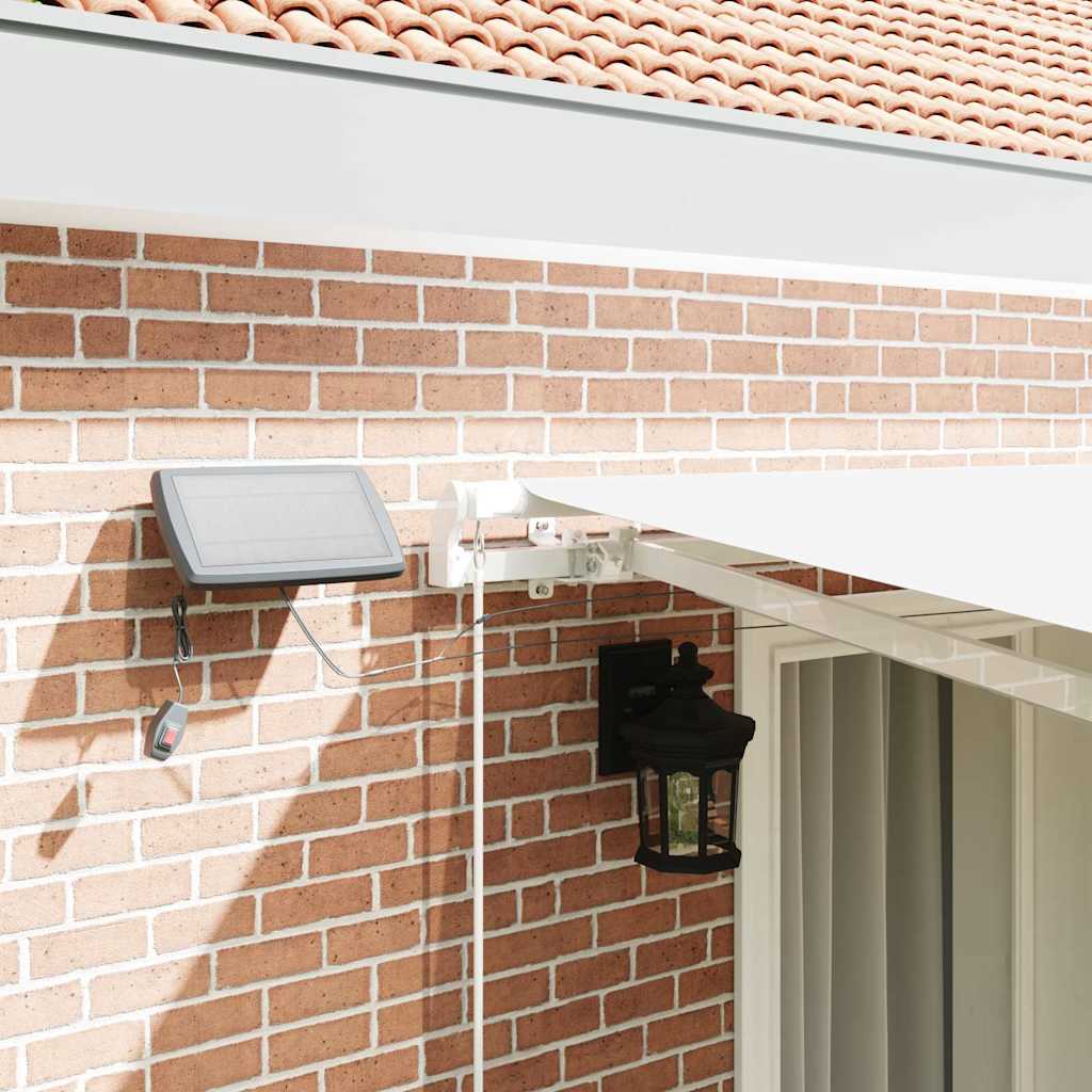 Manual retractable awning with LED, white, 400x300 cm