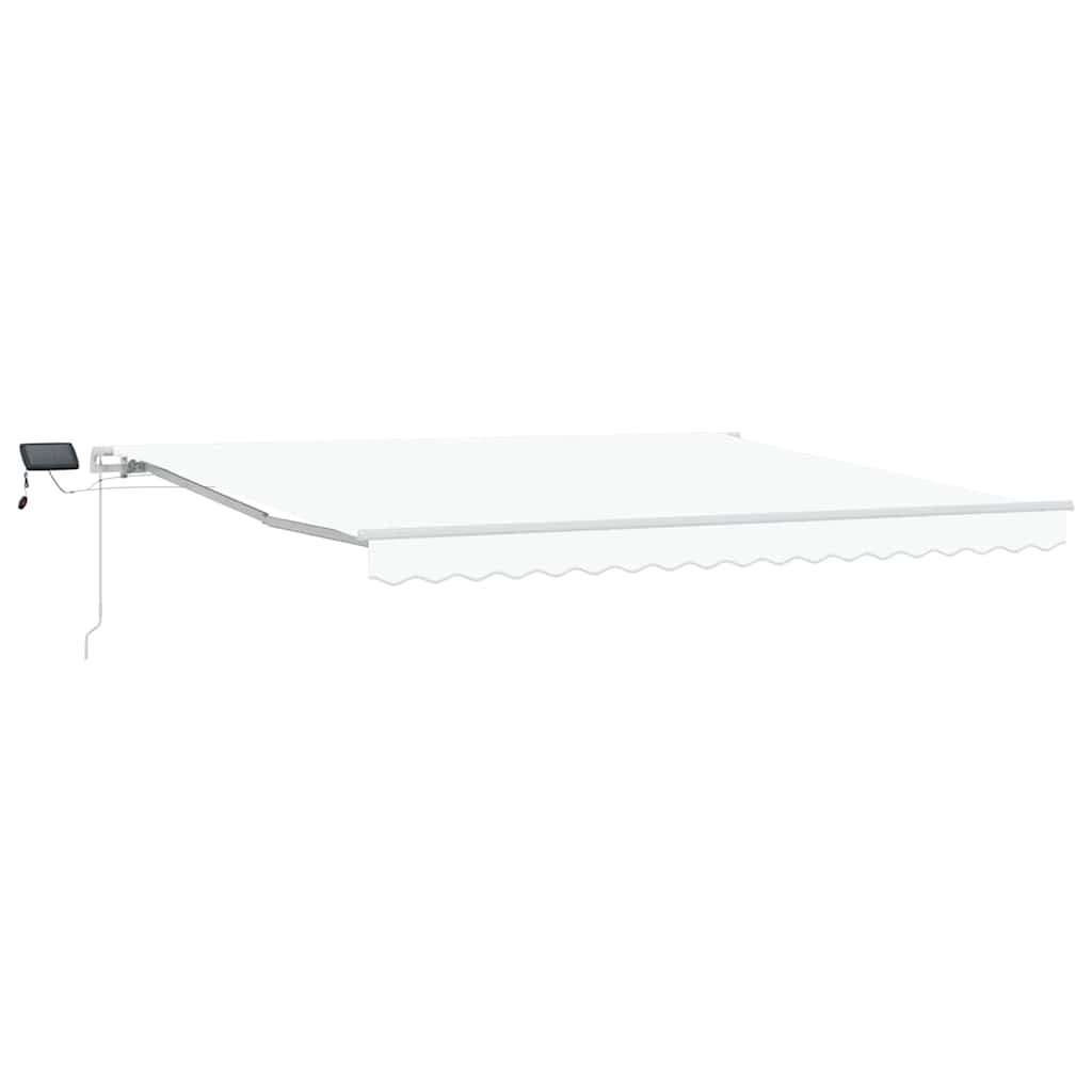 Manual retractable awning with LED, white, 400x300 cm