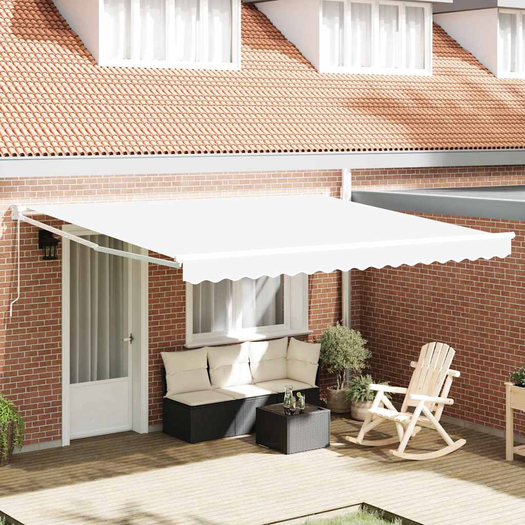 Retractable Awning White 400 × 300 cm Polyester and aluminium