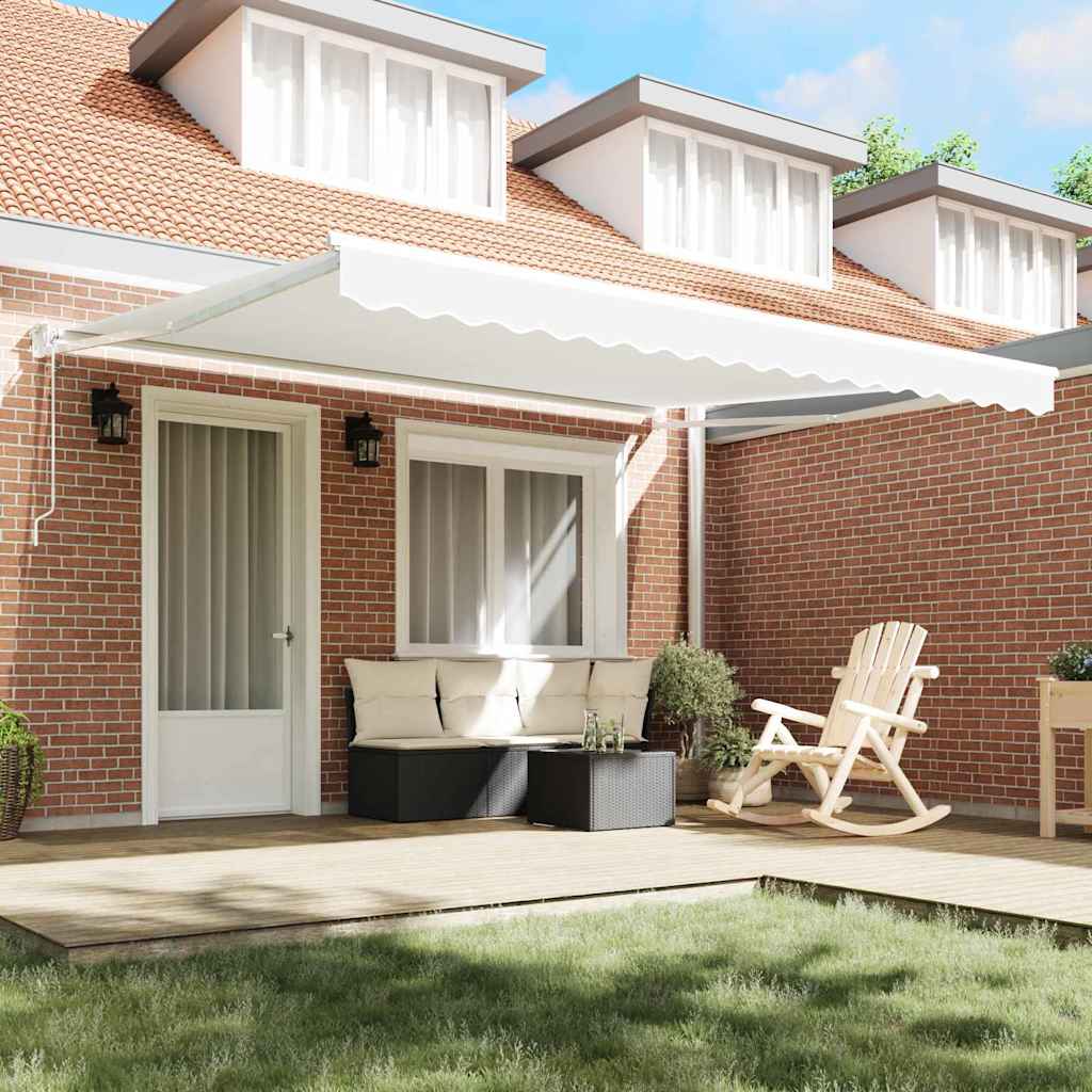 Retractable Awning White 400 × 300 cm Polyester and aluminium