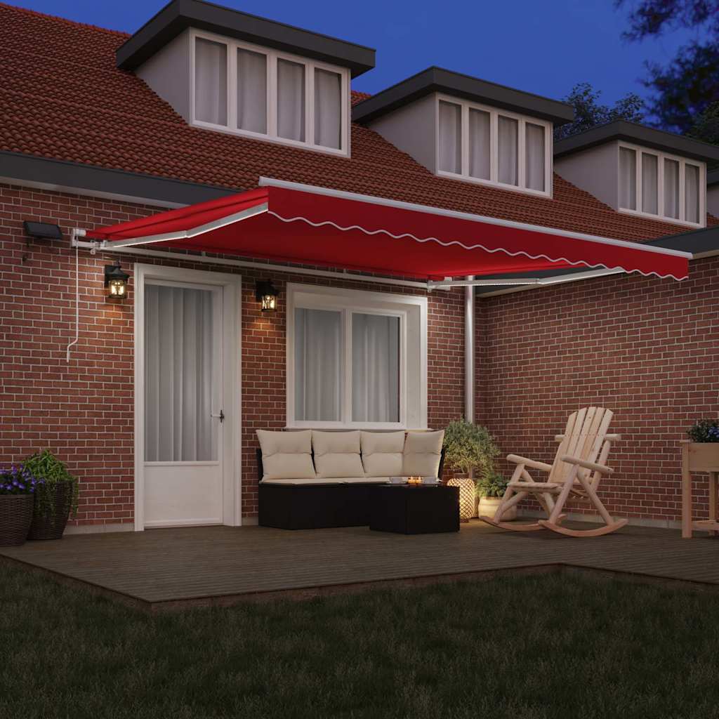 Manual Retractable Awning with LED Red 400x300 cm
