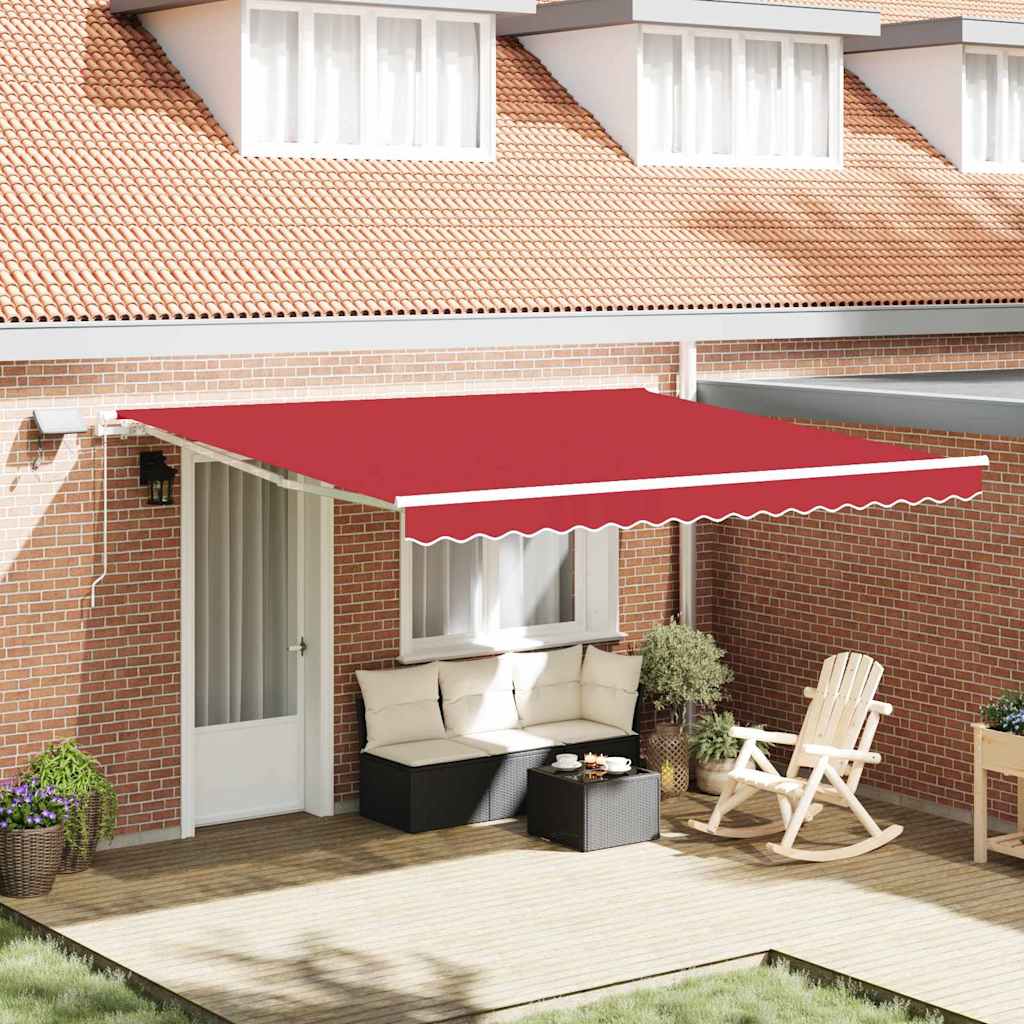 Manual Retractable Awning with LED Red 400x300 cm