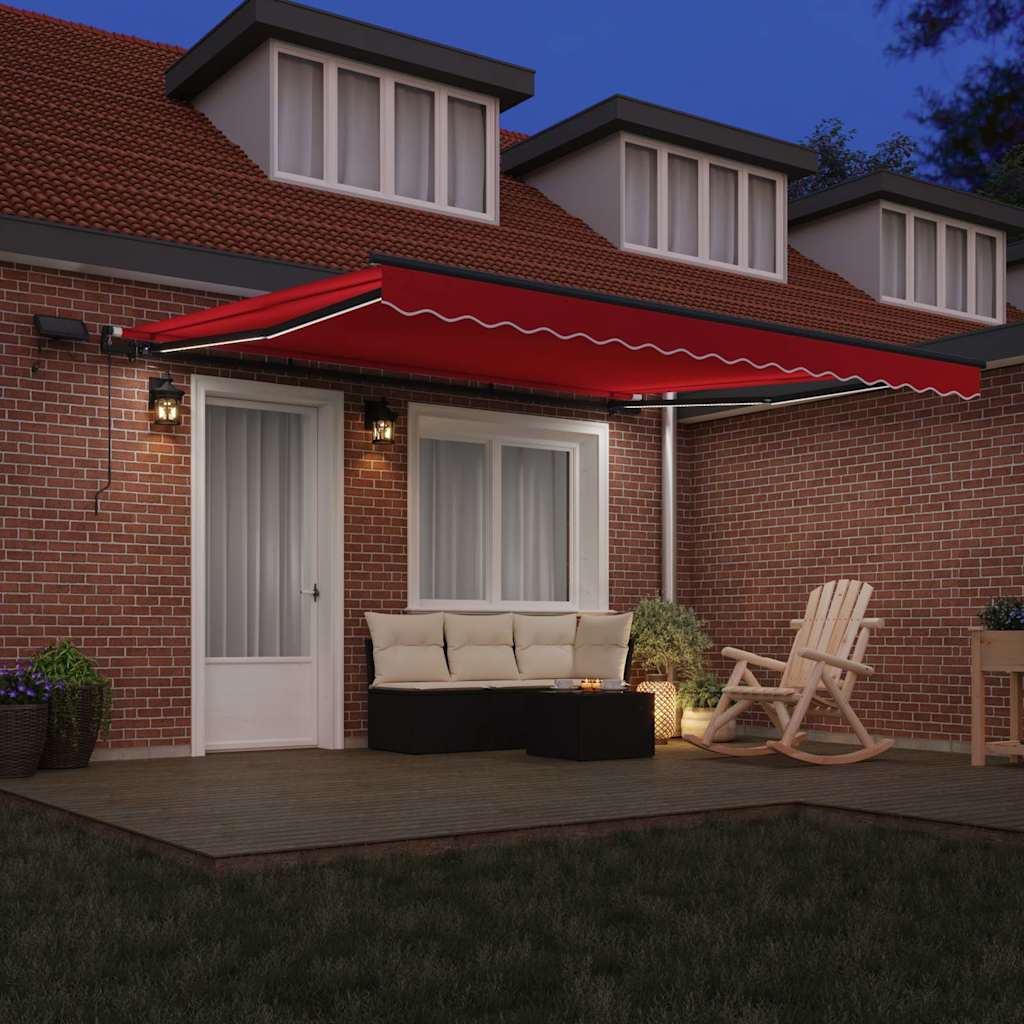 Rankinė ištraukiama markizė su LED Raudona 400x300 cm