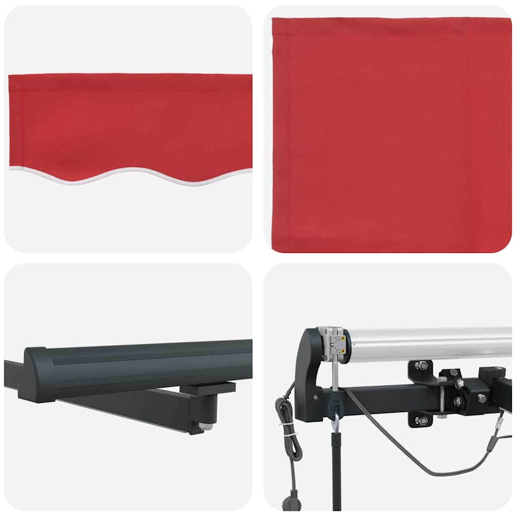 Automatinė ištraukiama markizė su LED Raudona 400x300 cm