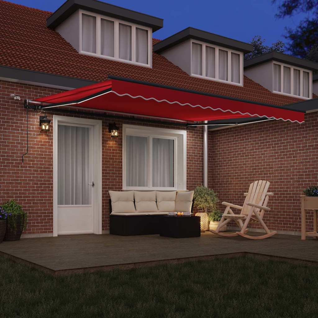 Automatinė ištraukiama markizė su LED Raudona 400x300 cm