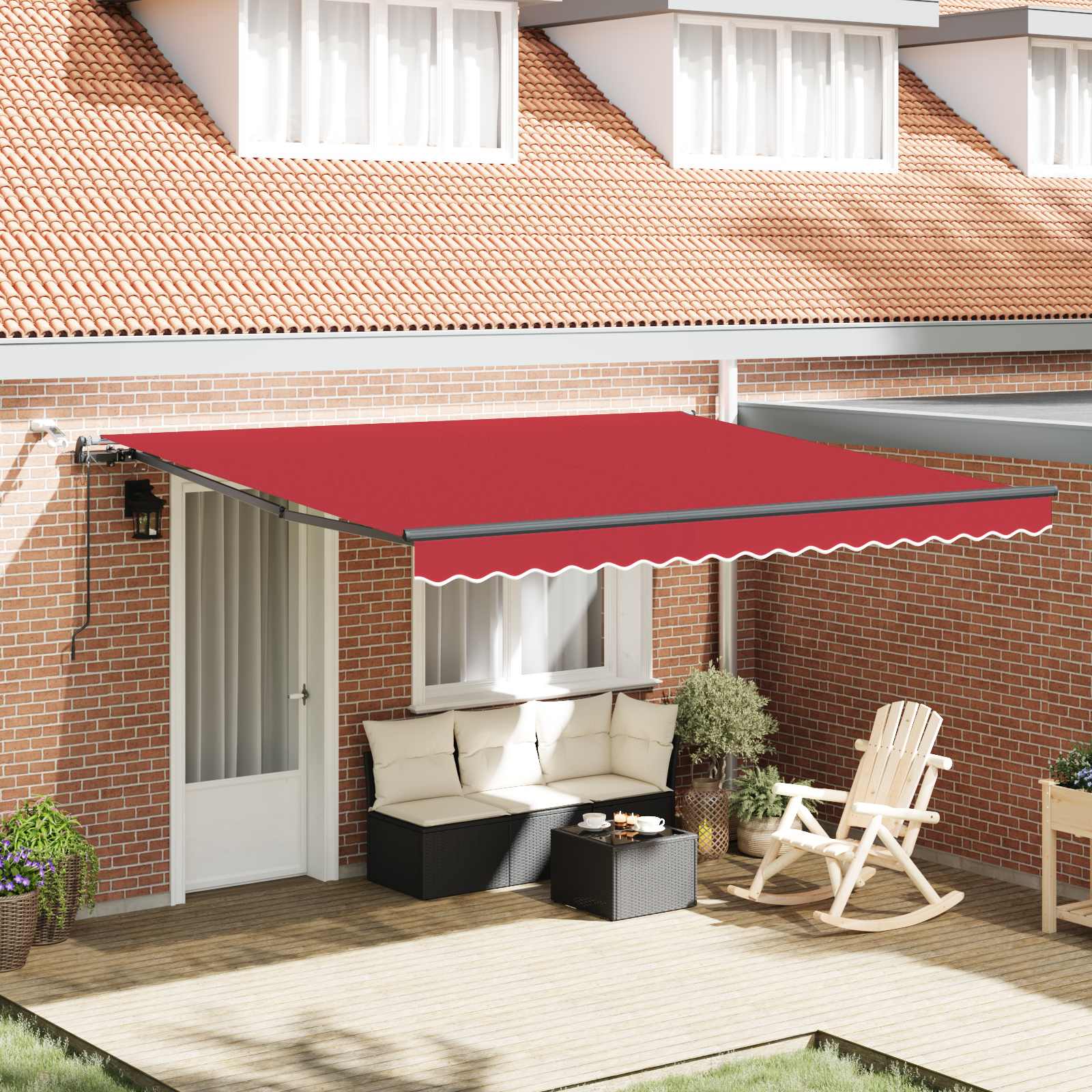 Automatinė ištraukiama markizė su LED Raudona 400x300 cm