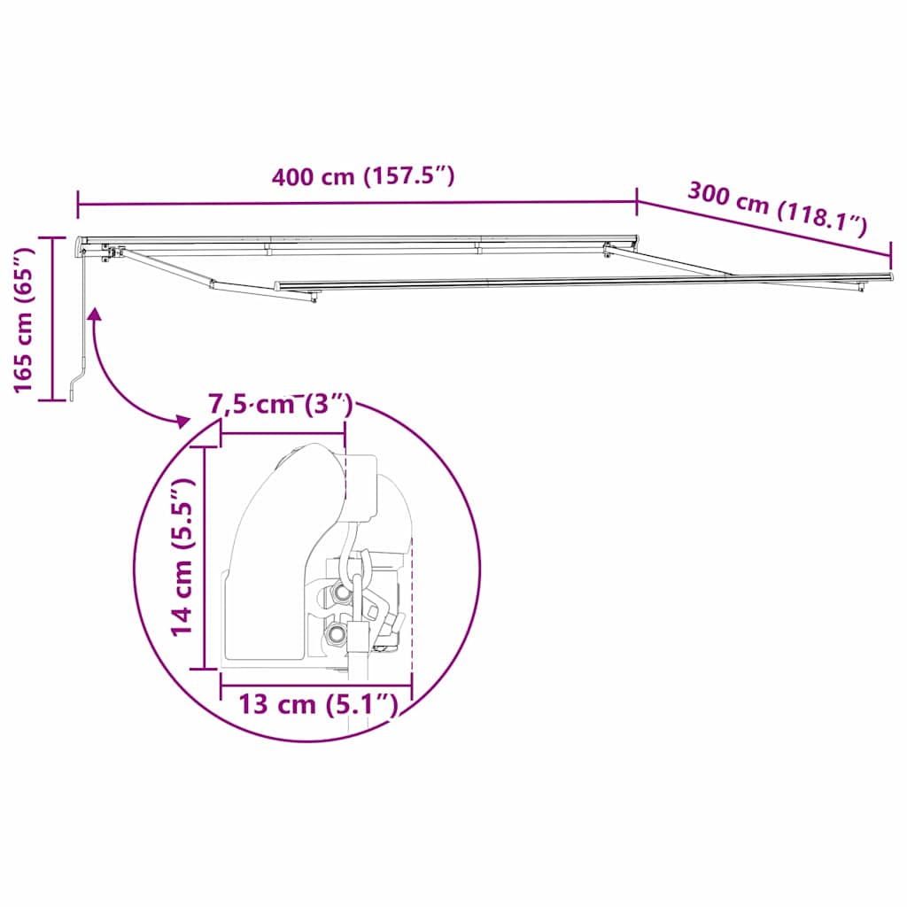 Ištraukiama markizė Žalia ir balta 400 × 300 cm Poliesteris