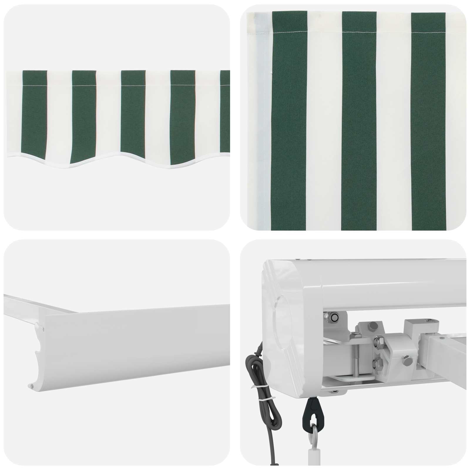 Retractable Awning Green and White 400 × 300 cm