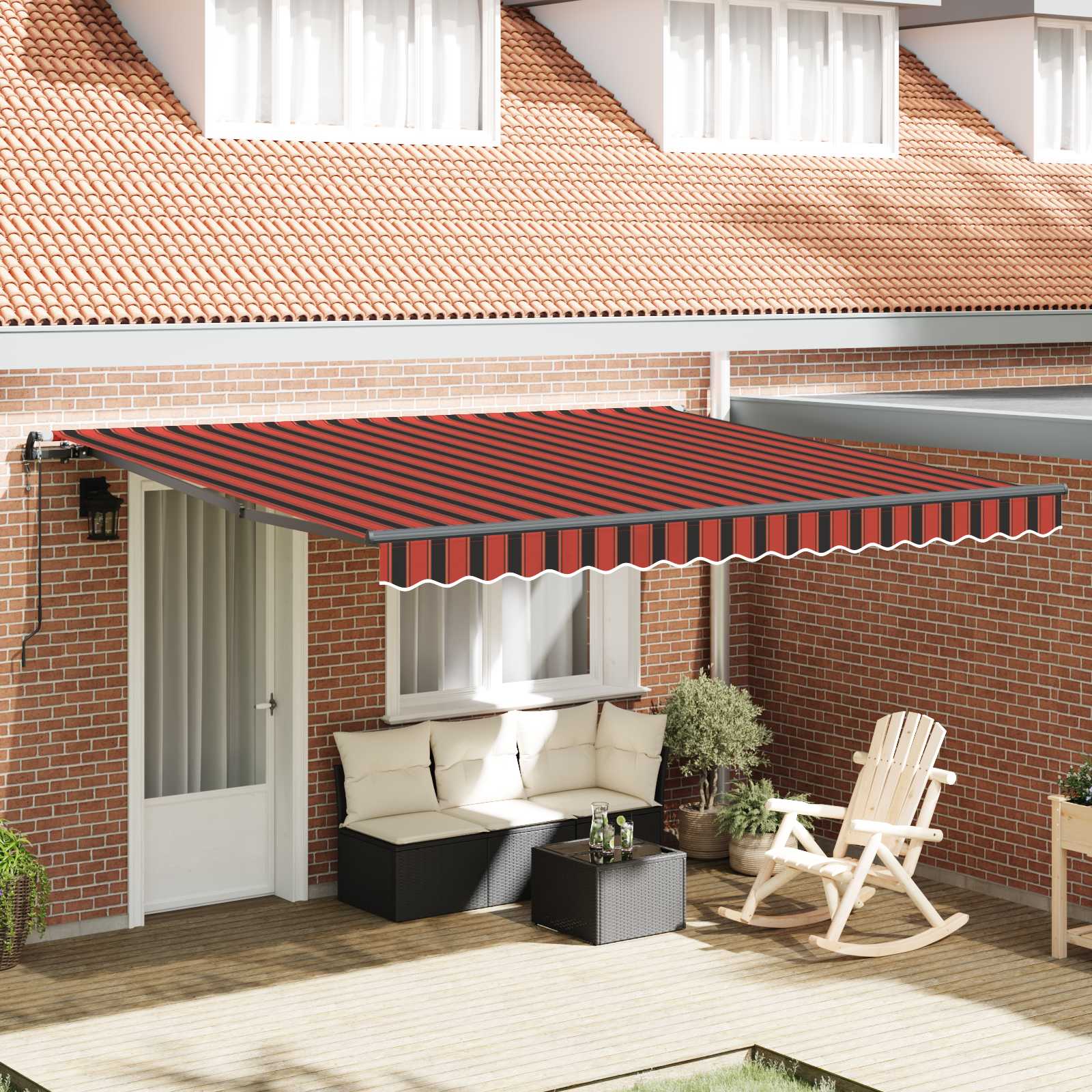 Automatinė įtraukiama markizė oranžinė ir ruda 400x350 cm