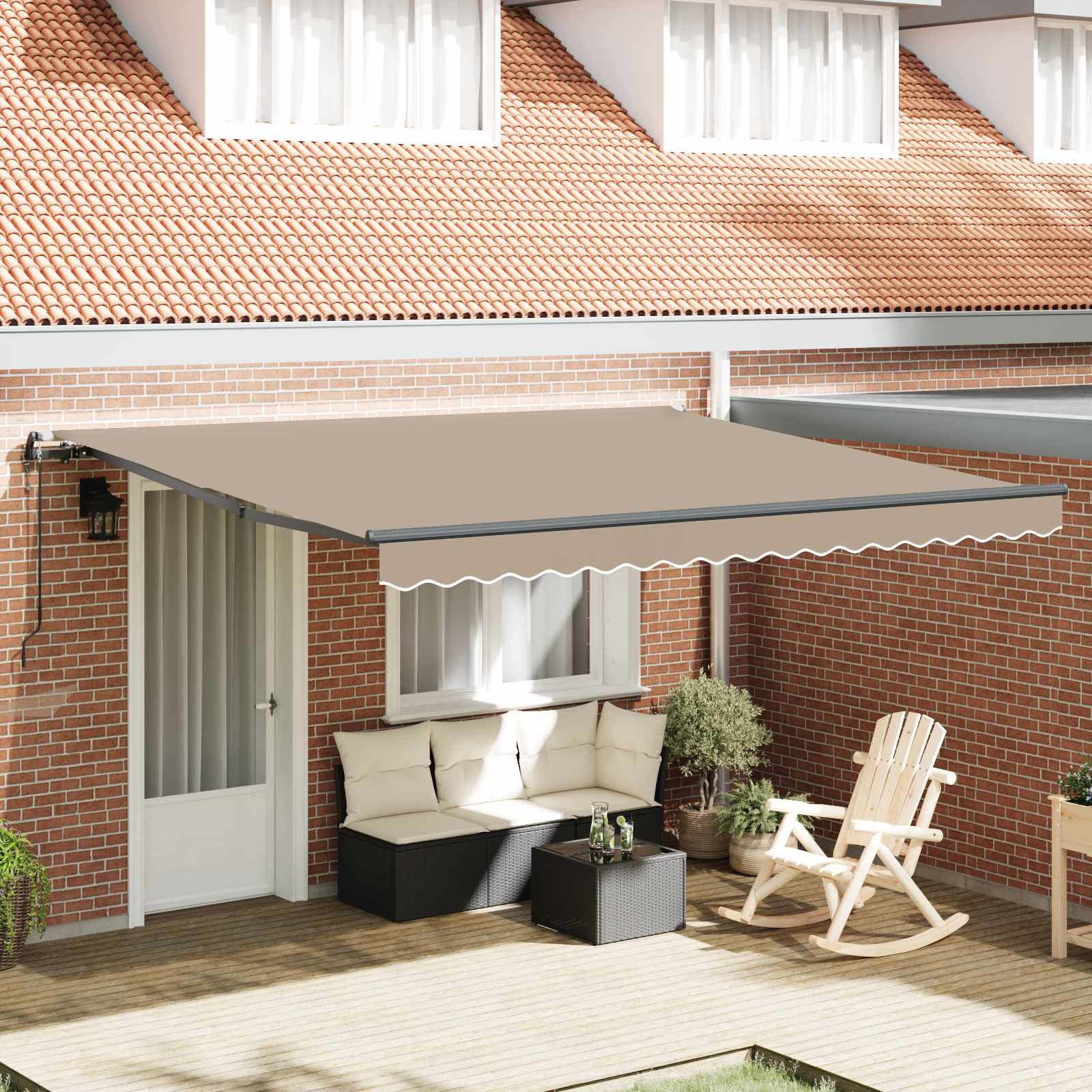 Retractable Awning Sand 400 × 350 cm Fabric and aluminium