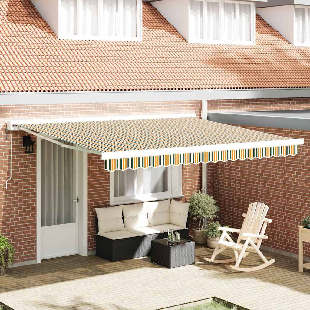 Izvelkams tents Zaļš un balts 400 × 350 cm