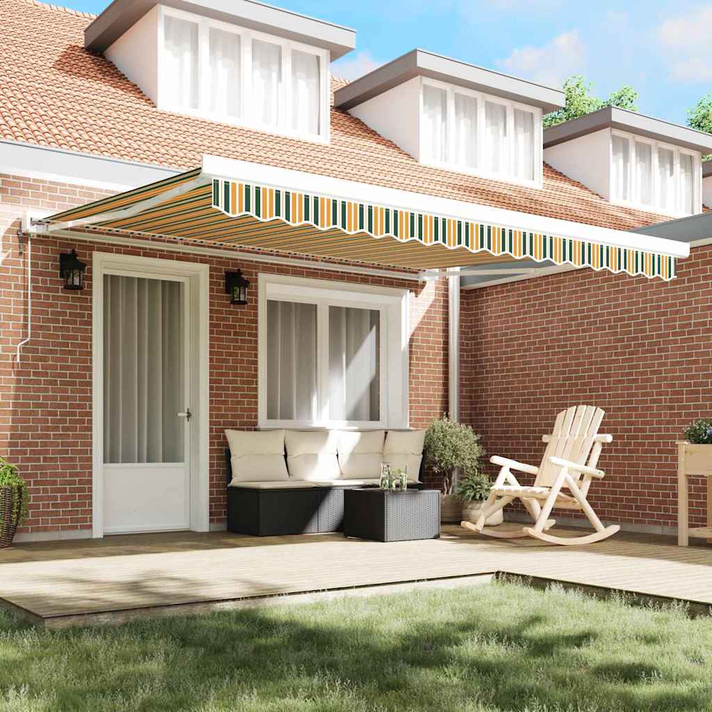 Izvelkams tents Zaļš un balts 400 × 350 cm