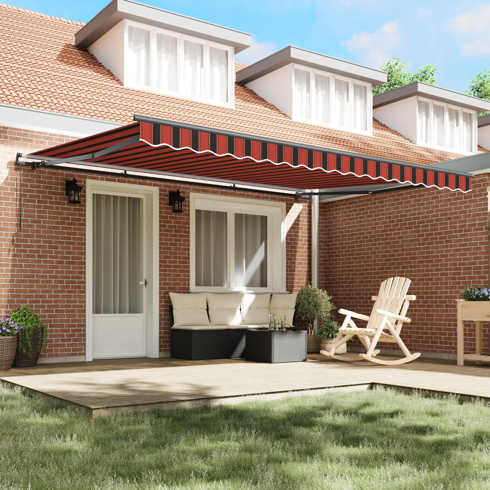 Retractable Awning Orange and Brown 450 x 300 cm
