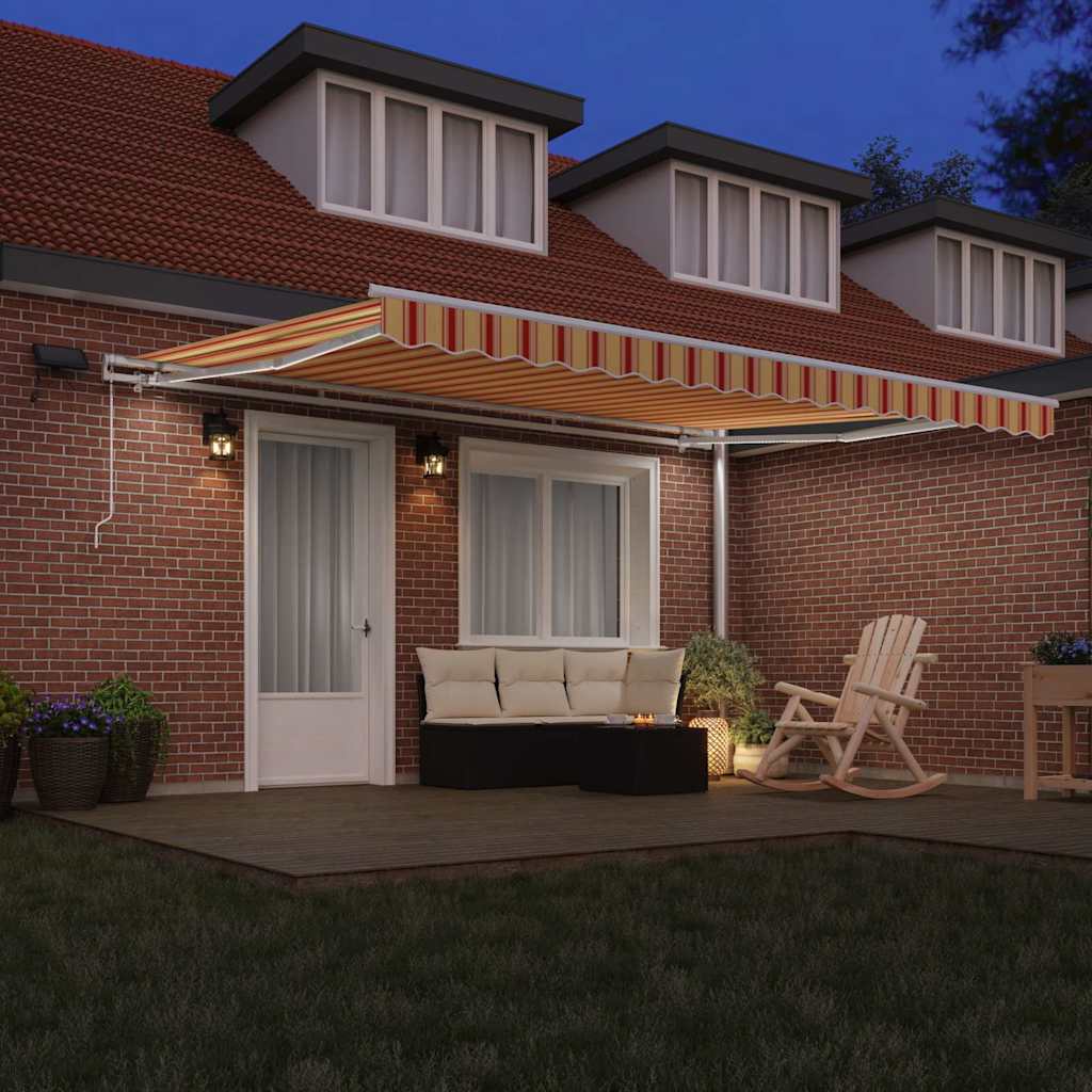 Manuāla teleskopiska nojume ar LED apgaismojumu dzeltenā un oranžā krāsā, 450x300 cm