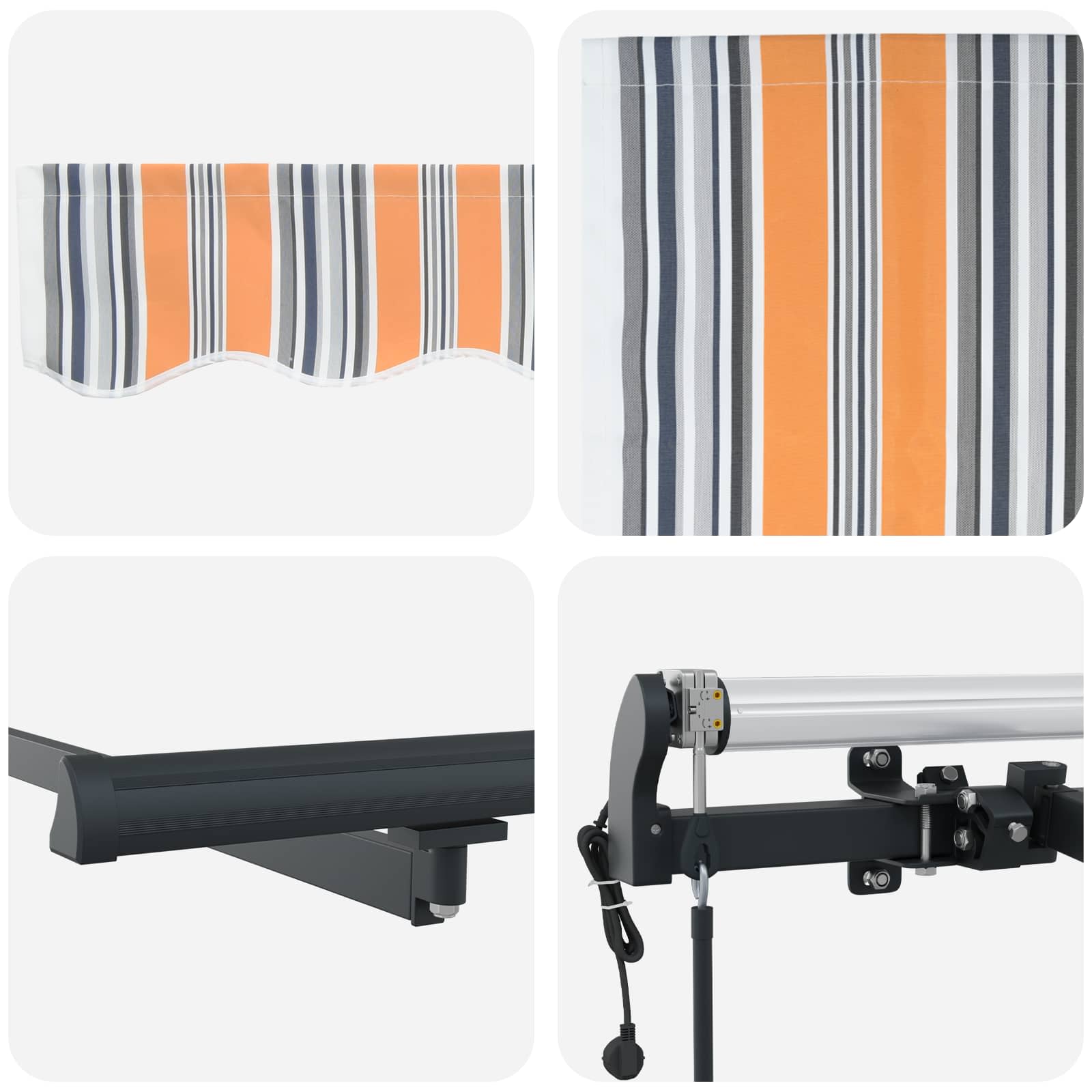 automatic retractable awning, striped various colours 450x300 cm