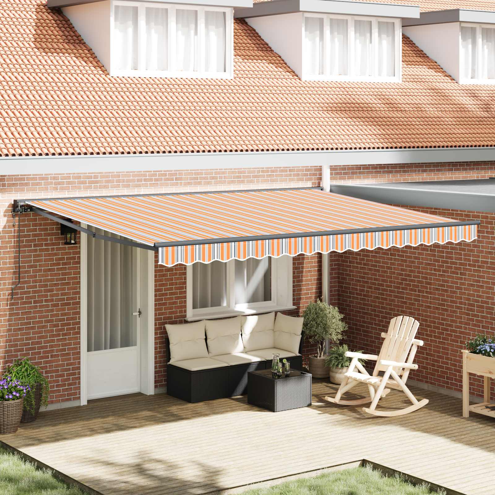 Izvelkams tents Krāsaina svītra, 450x300 cm audums