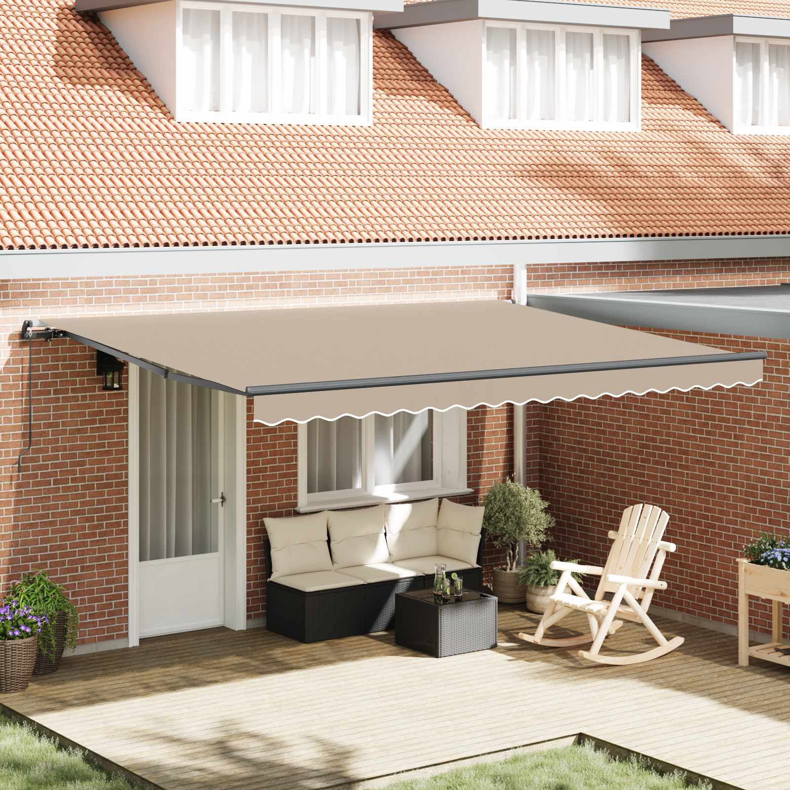Retractable Awning Sand 450 × 300 cm Polyester and Steel