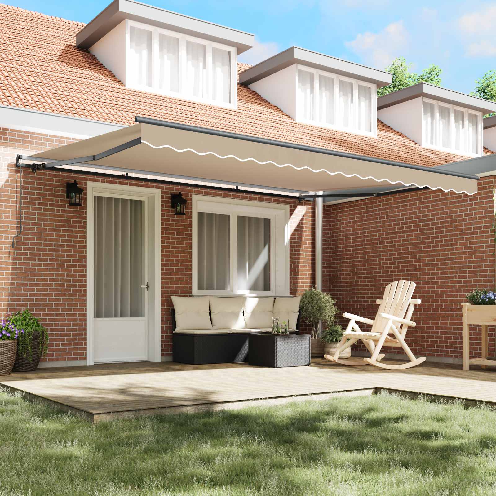 Retractable Awning Sand 450 × 300 cm Polyester and Steel