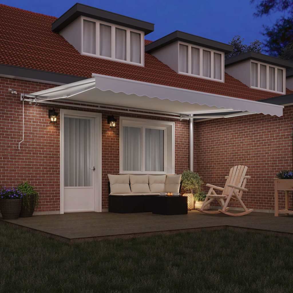 Izvelkama markīze Balta 450 × 300 cm Poliesteris un Metāls