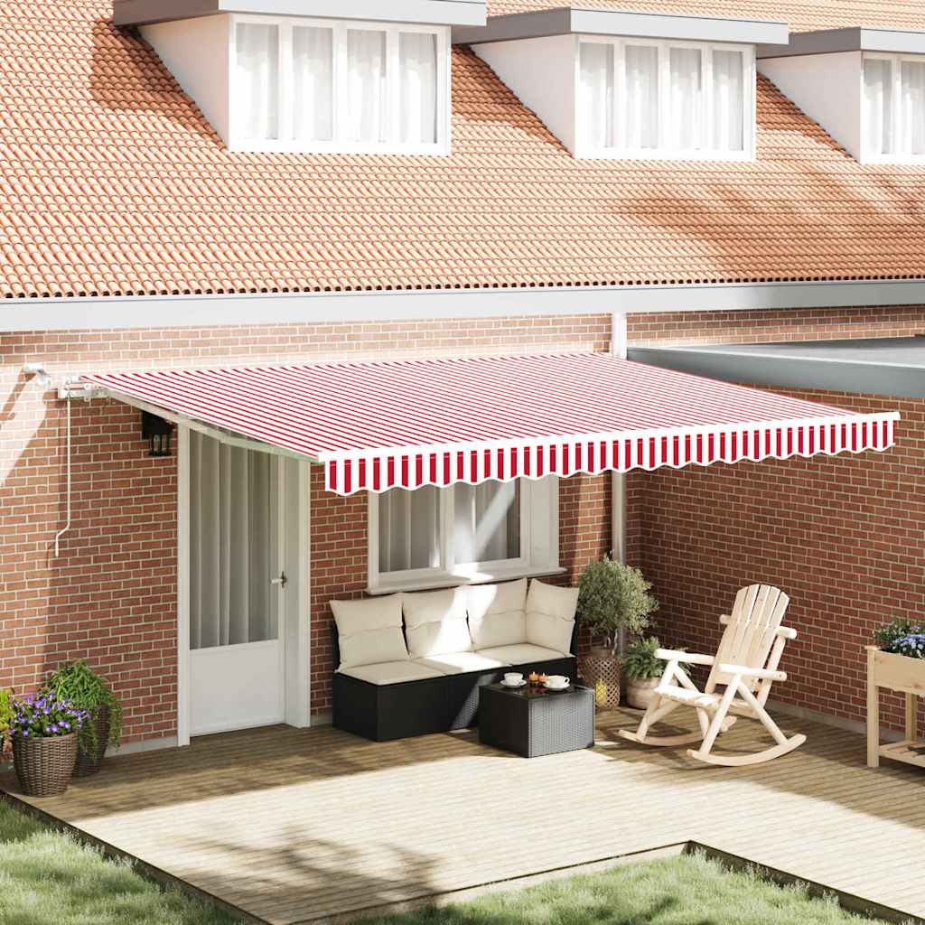 Retractable Awning Red and White 450 x 350 cm