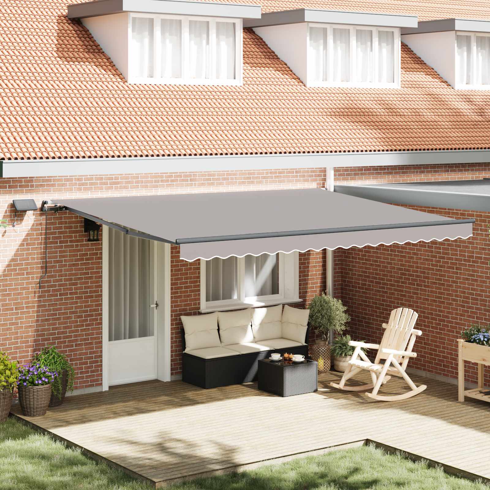 Retractable awning Light grey 450 × 350 cm fabric