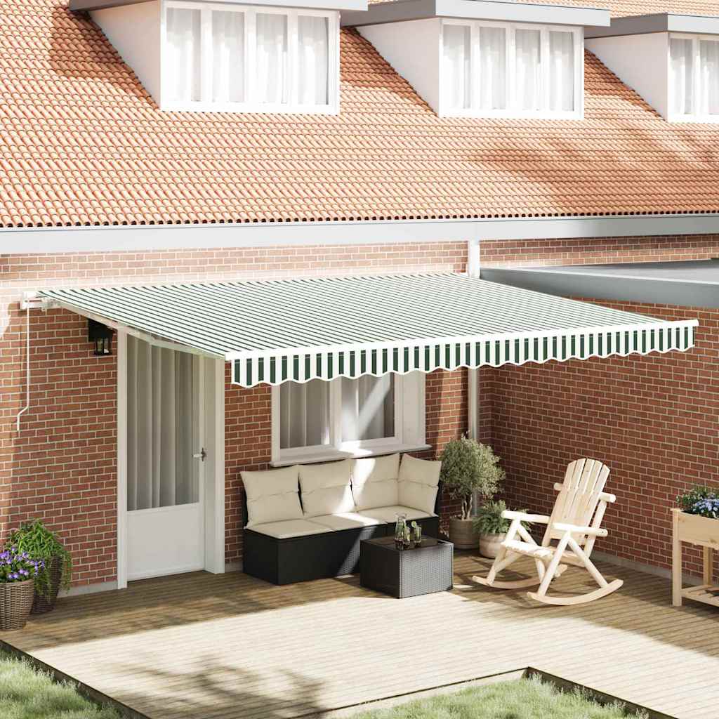 Gazebo Green and white 450 x 350 x 165 cm Polyester