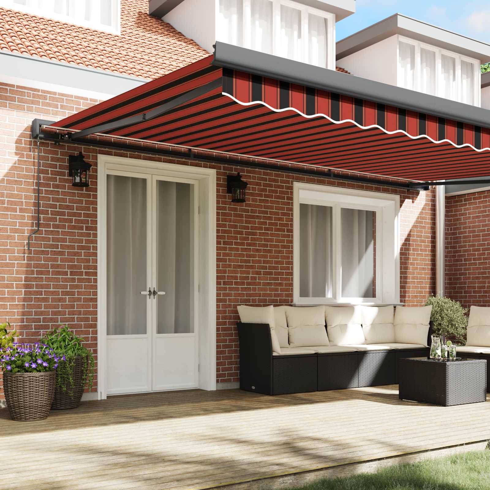 Manual Retractable Awning Orange and Brown 500 x 300 cm