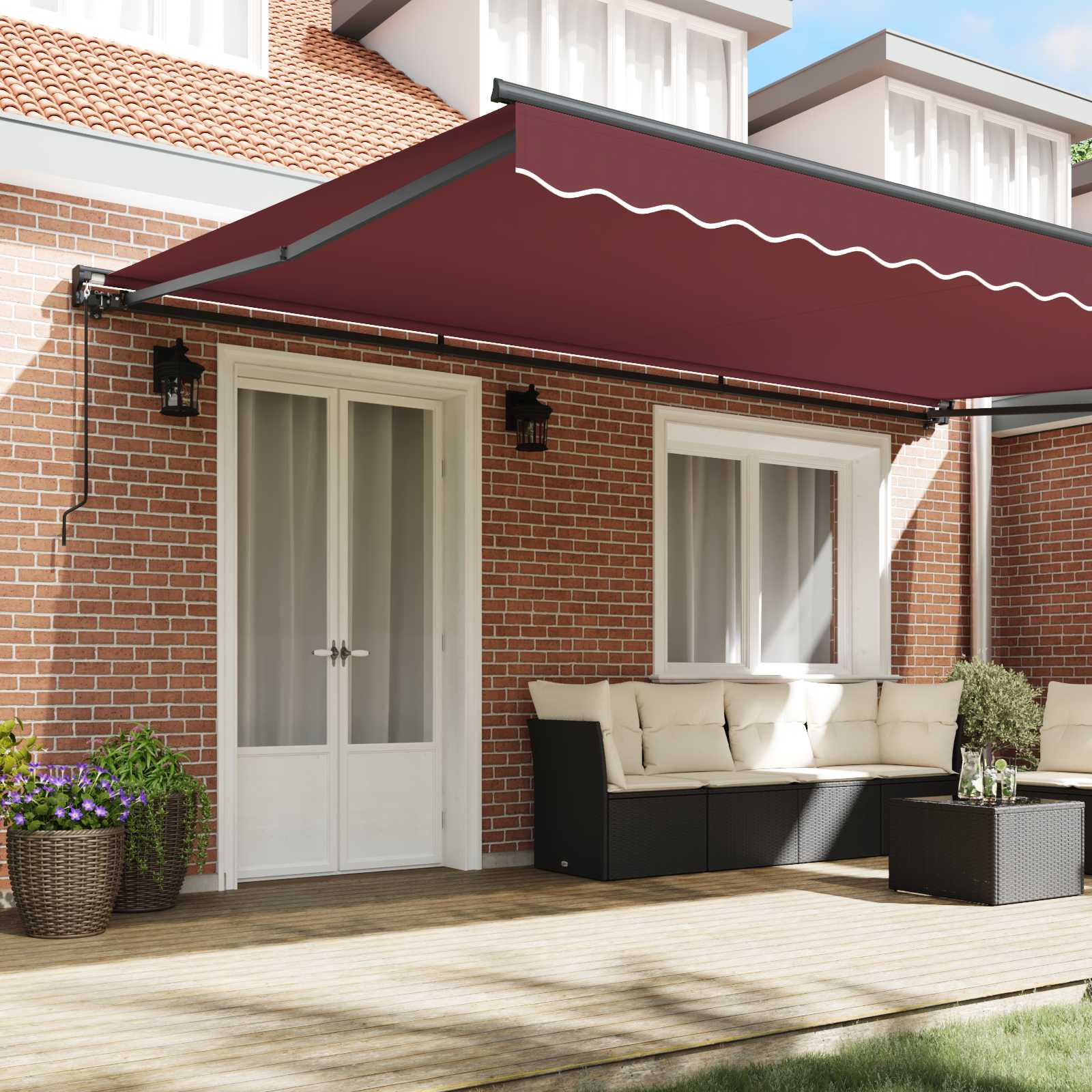 Awning frame Cherry 500 × 300 cm Polyester with PU coating