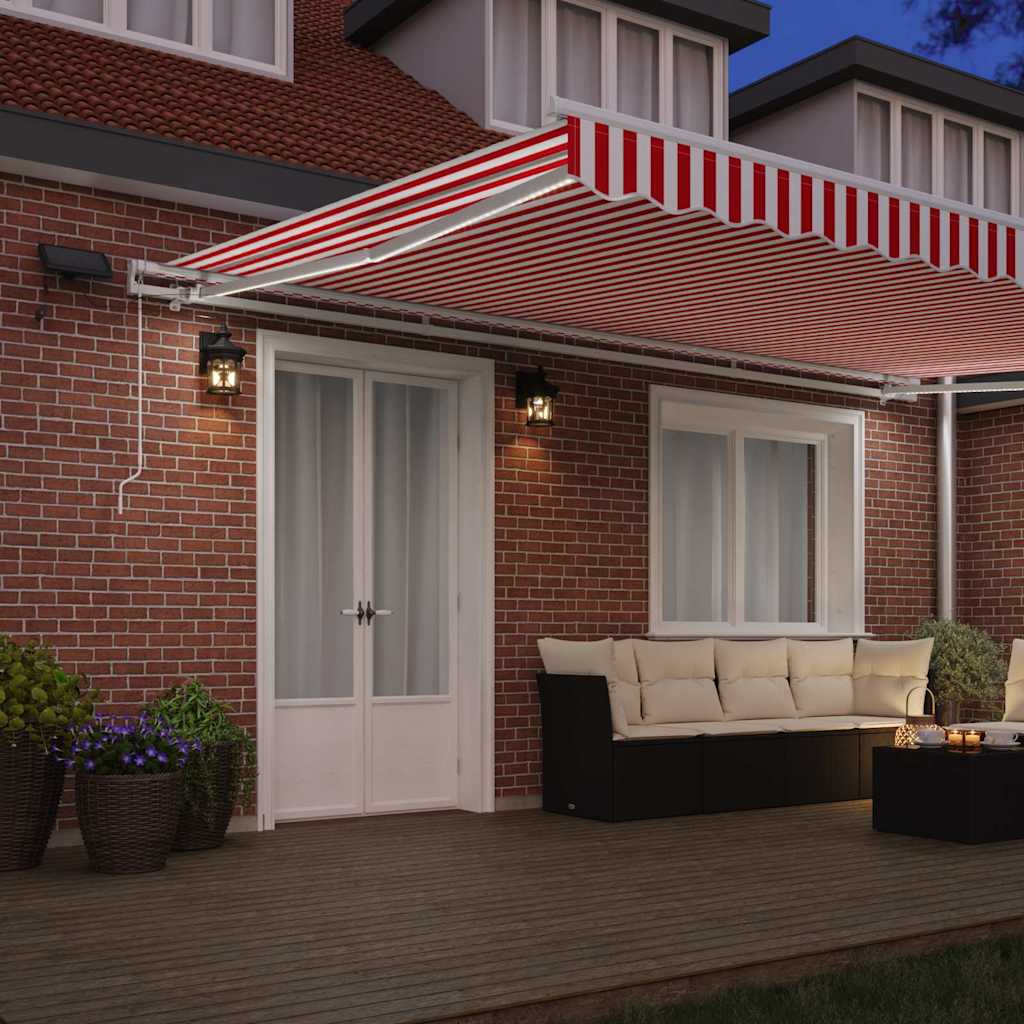 Retractable Awning Red and White 500 × 300 cm
