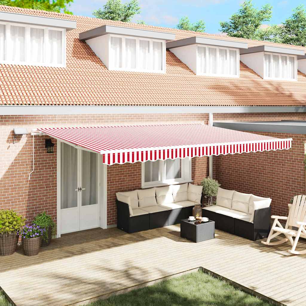 Retractable Awning Red and White 500 × 300 cm