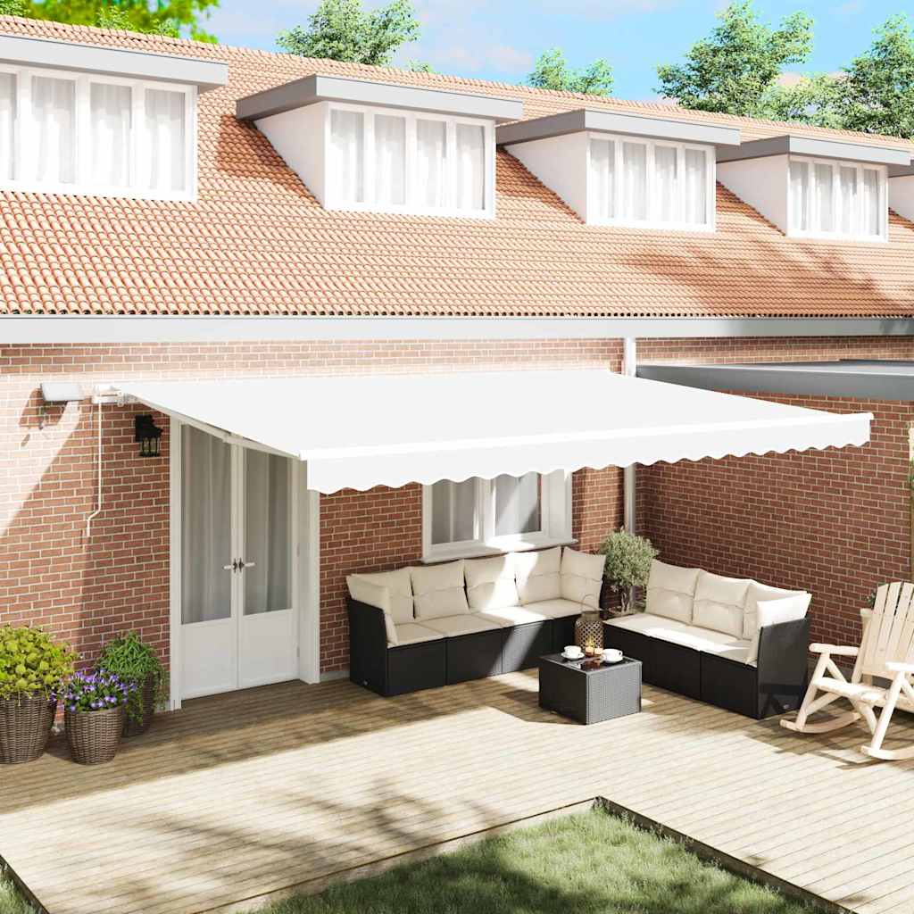 Retractable awning White 500 × 300 cm Fabric and steel