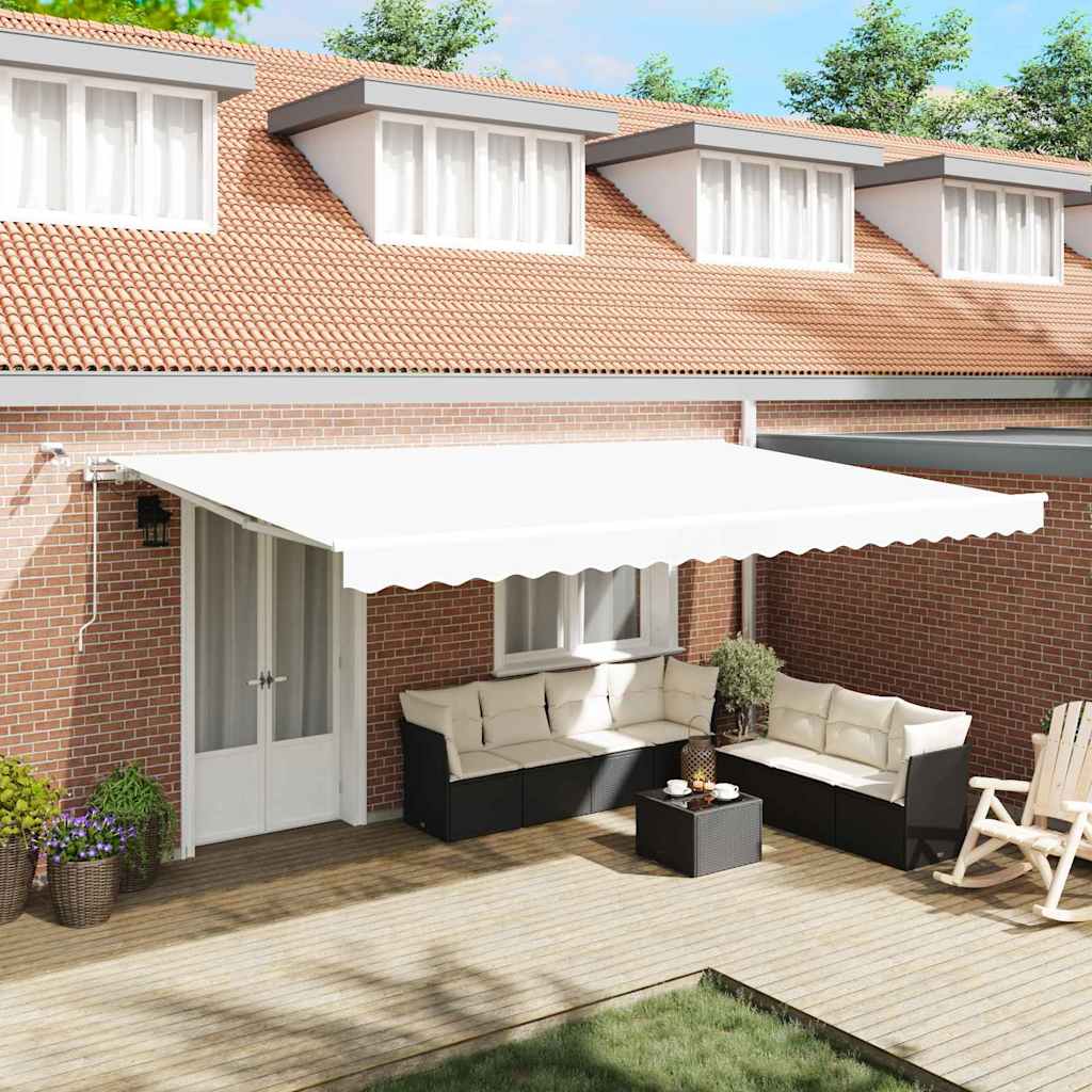 Retractable Awning White 500 × 300 cm Polyester and Metal