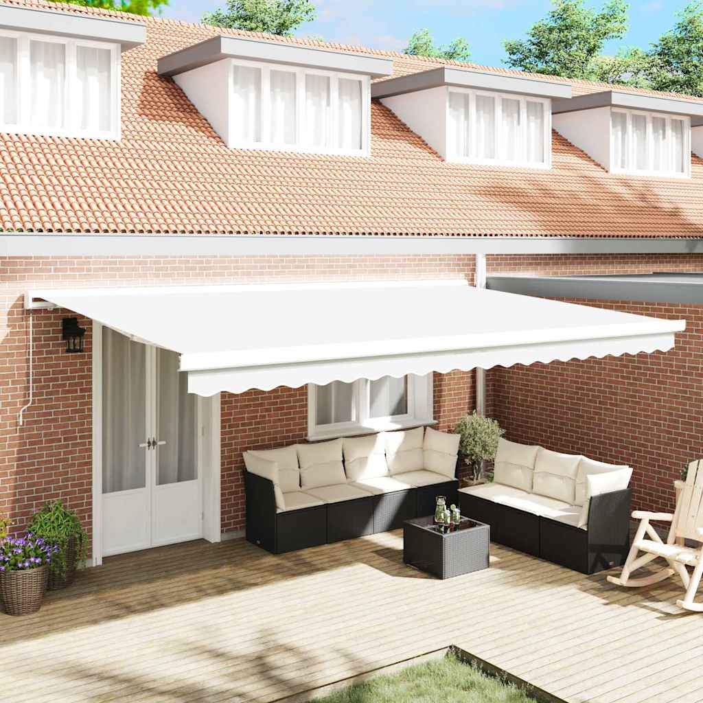 Retractable Awning White 500 × 300 cm Fabric and metal