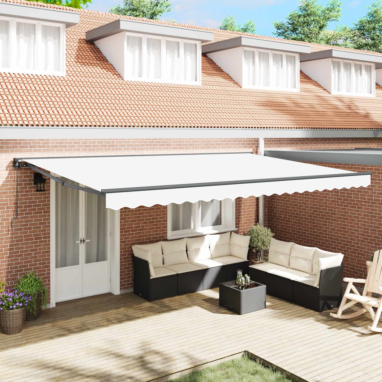Awning frame White 500 × 300 cm Polyester with PU coating