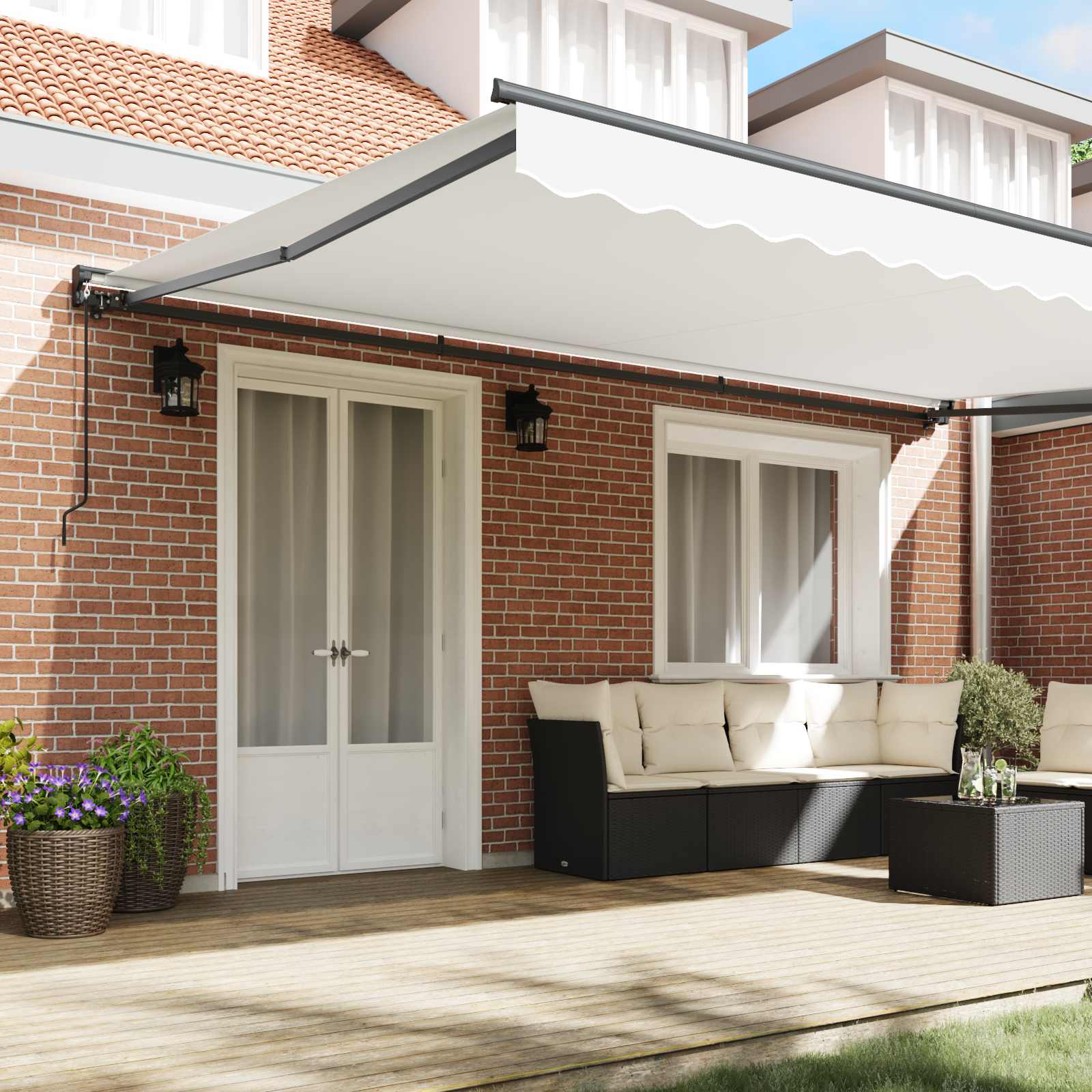 Awning frame White 500 × 300 cm Polyester with PU coating