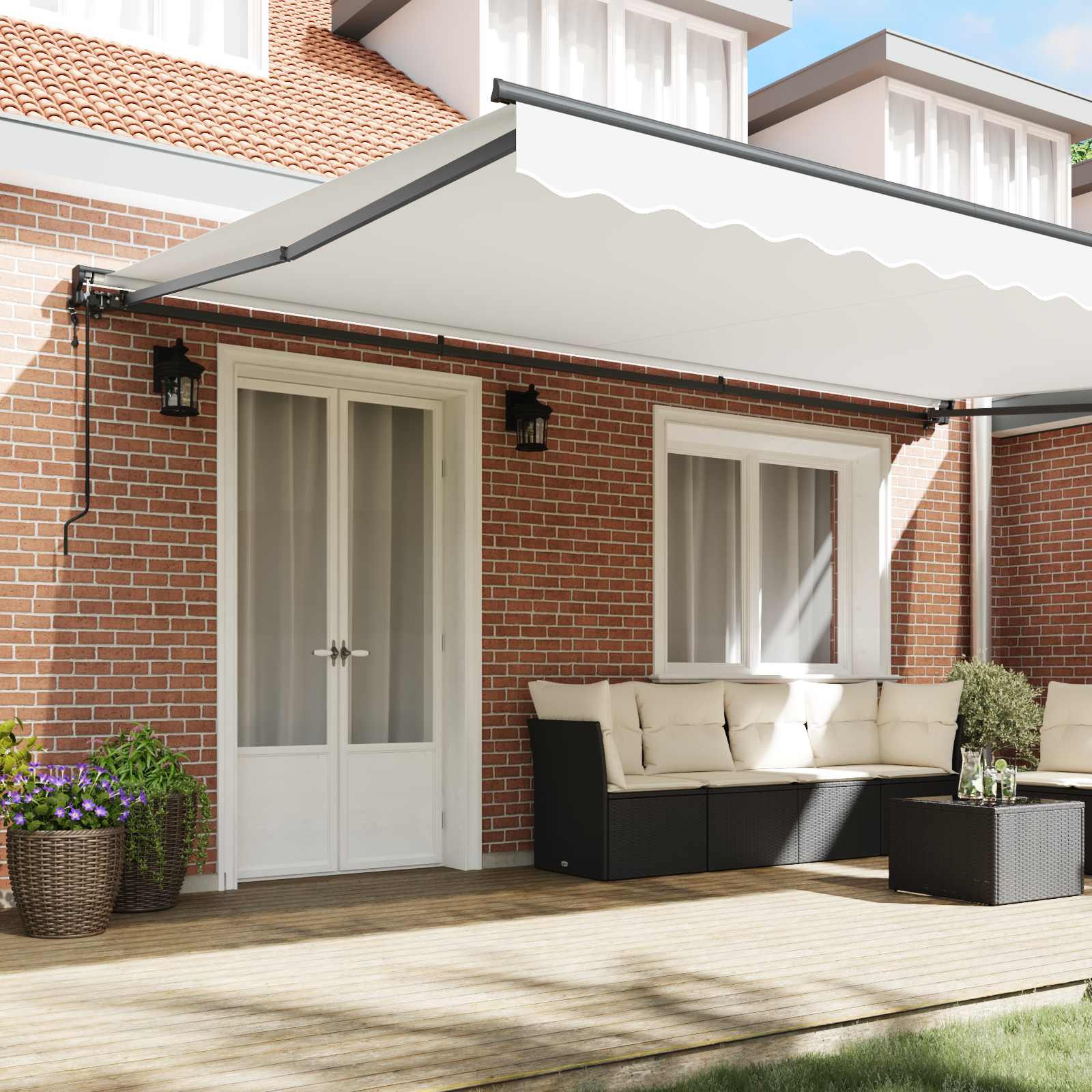 Awning frame White 500 × 300 cm Polyester with PU coating