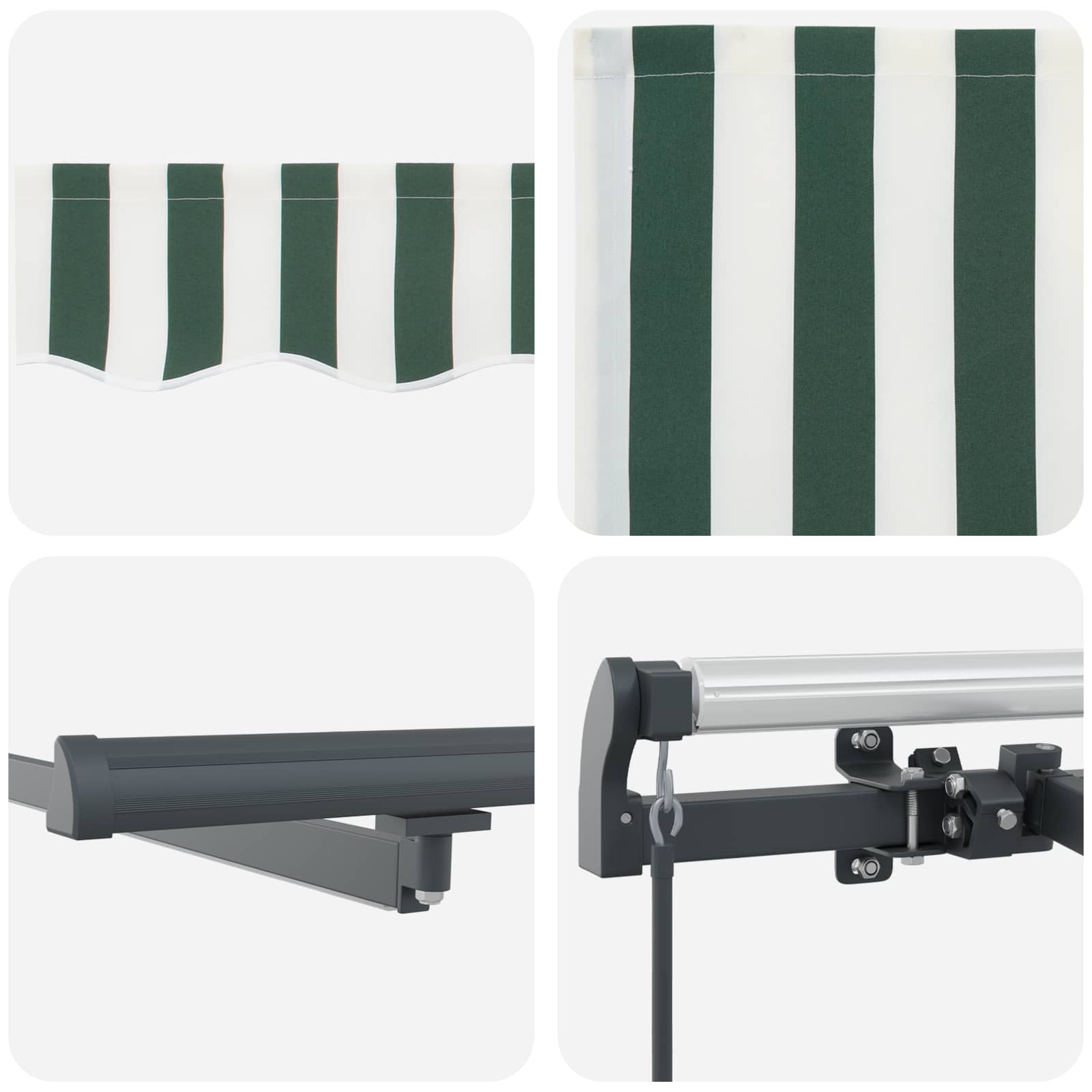 Retractable awning Green and white 500 × 300 cm fabric