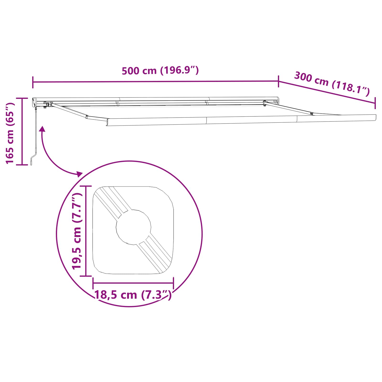 Ištraukiama markizė Žalia ir balta 500 × 300 cm