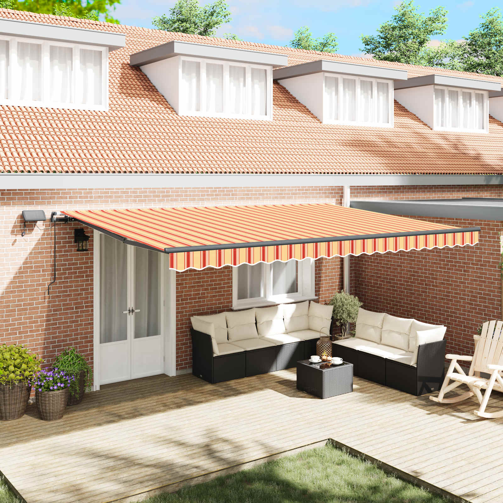 Ištraukiama markizė geltonos ir oranžinės spalvos 500 ×350 cm