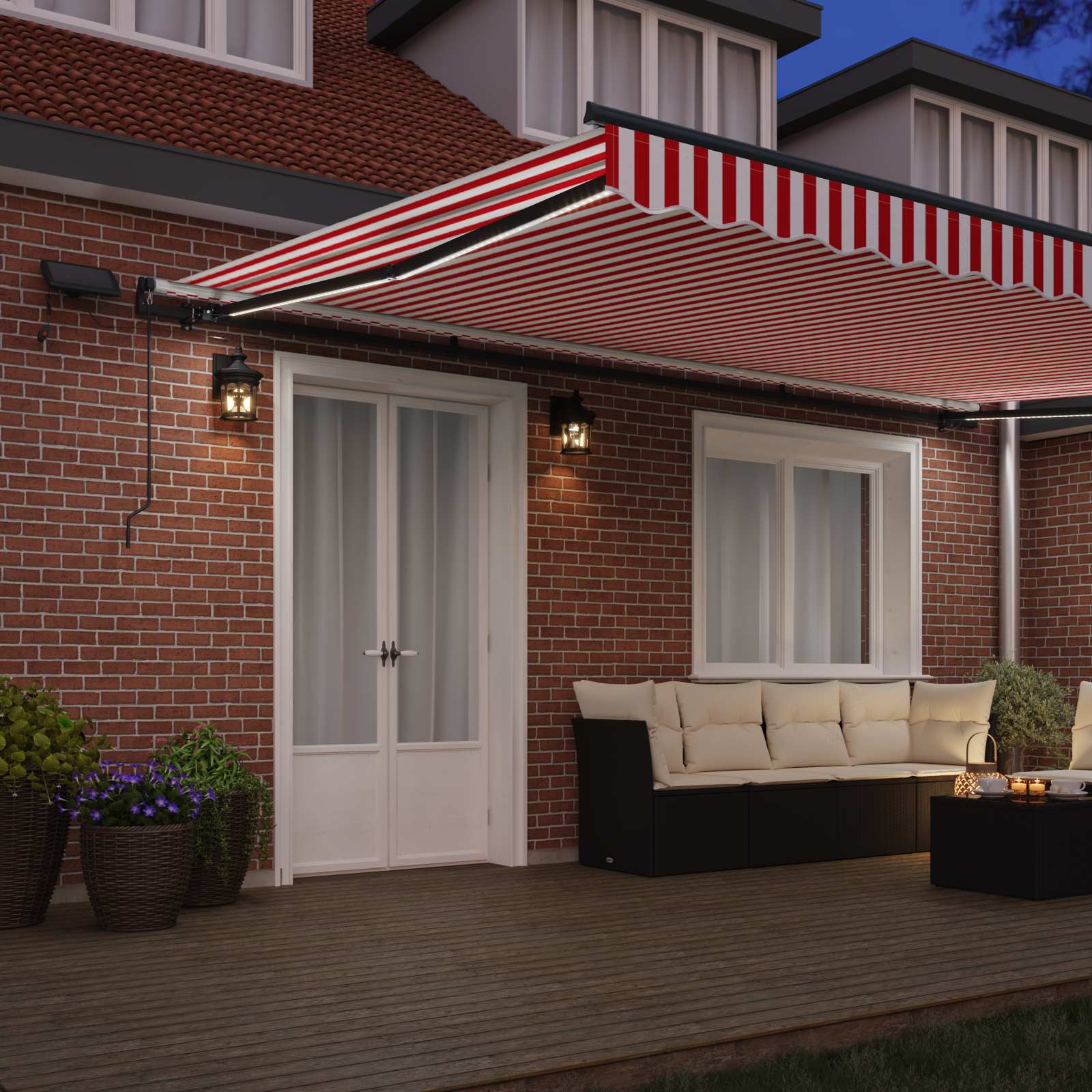 Izvelkams tents, Sarkans un balts, 500x350 cm audums