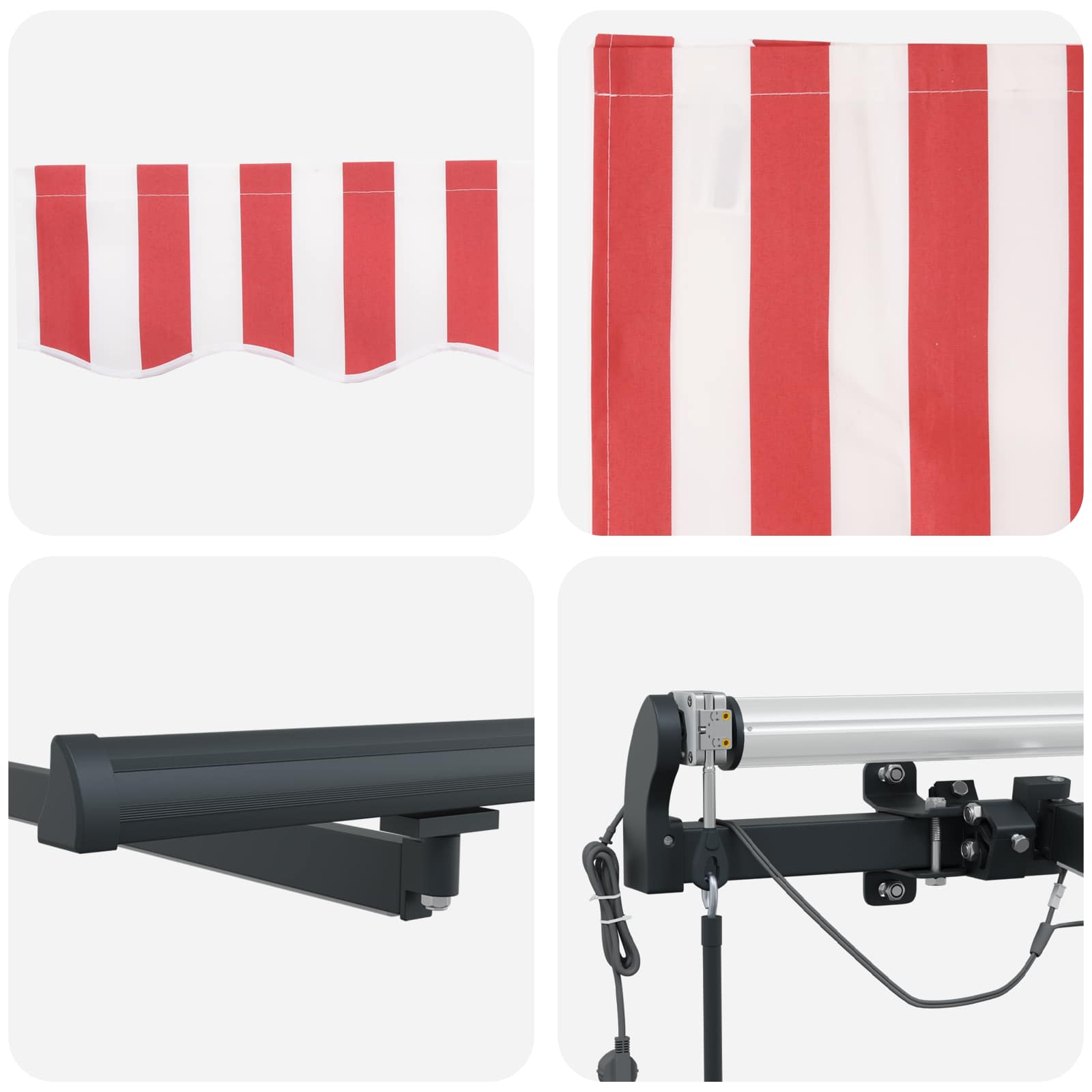 Saulessargs Audums ar Sarkanu un baltu 500 × 350 cm Poliesters