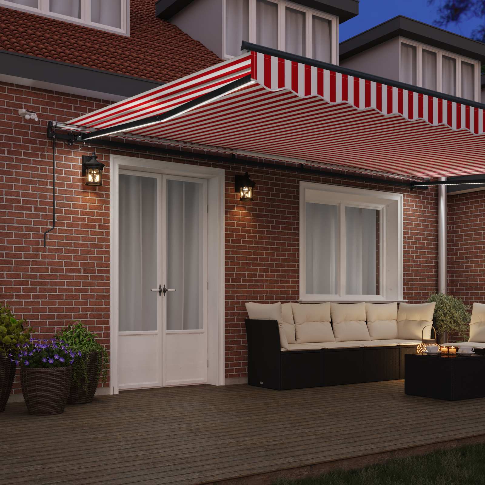 Saulessargs Audums ar Sarkanu un baltu 500 × 350 cm Poliesters