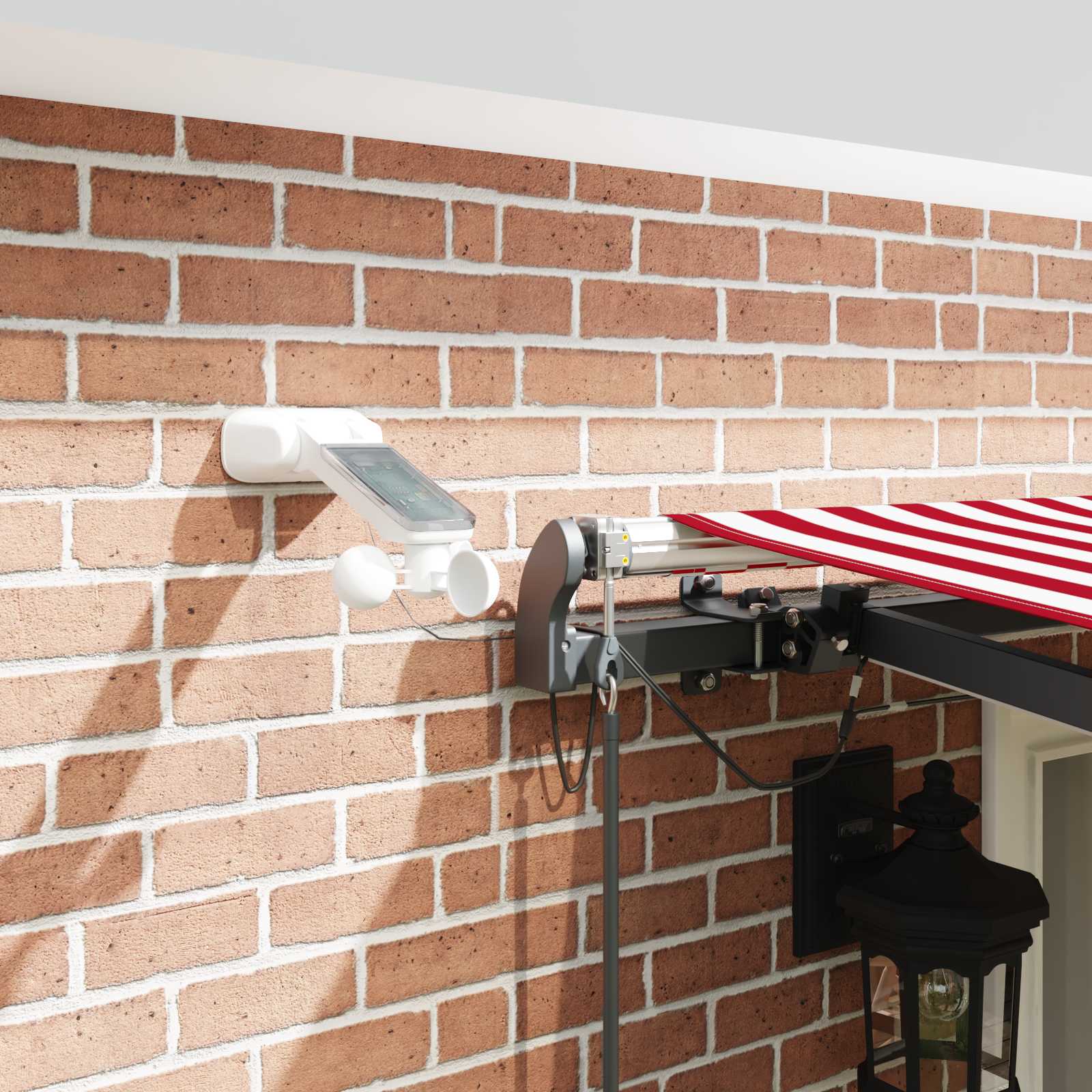 Saulessargs Audums ar Sarkanu un baltu 500 × 350 cm Poliesters